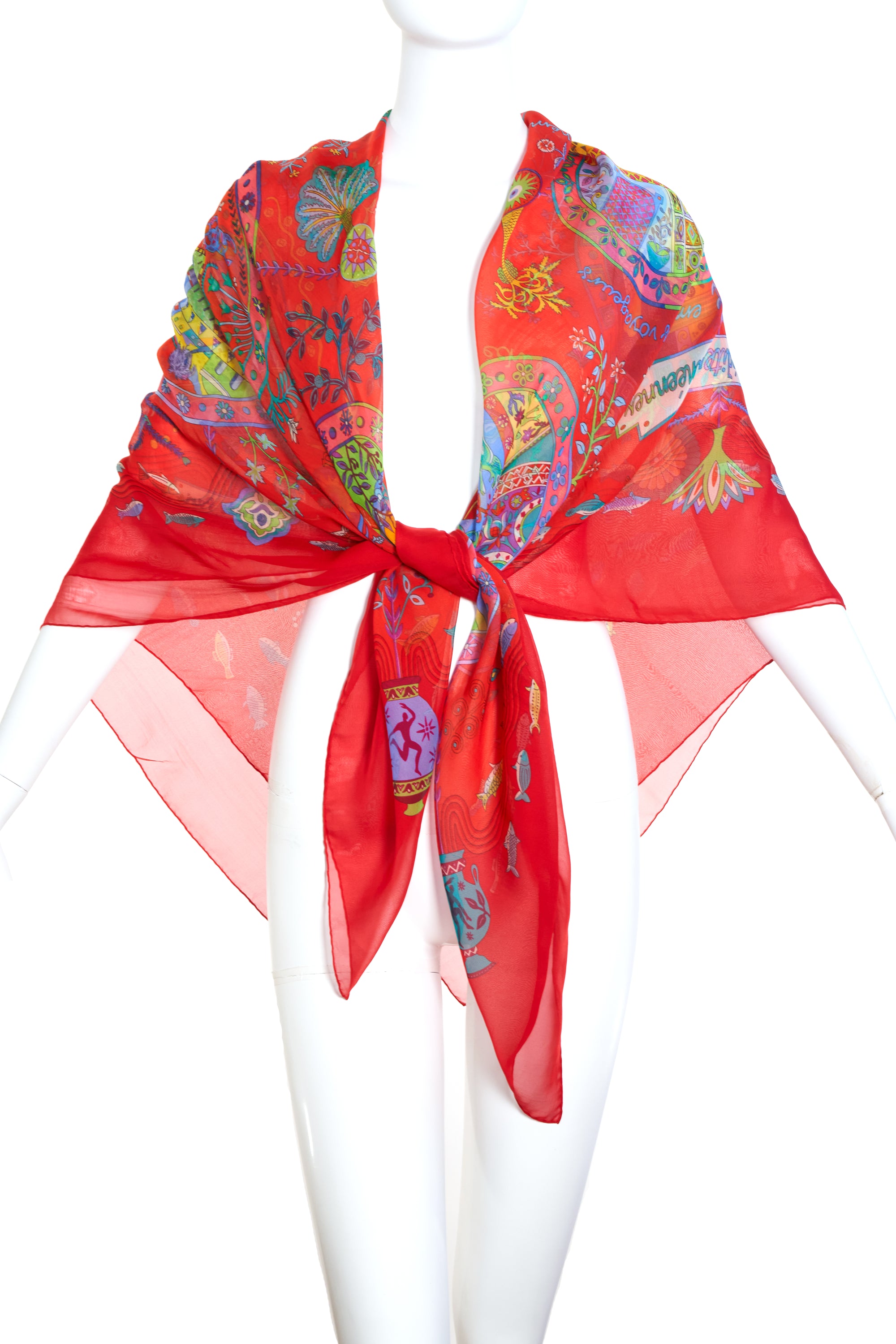 Hermes Chiffon Scarf "Escales Medeterrennes" 140cm