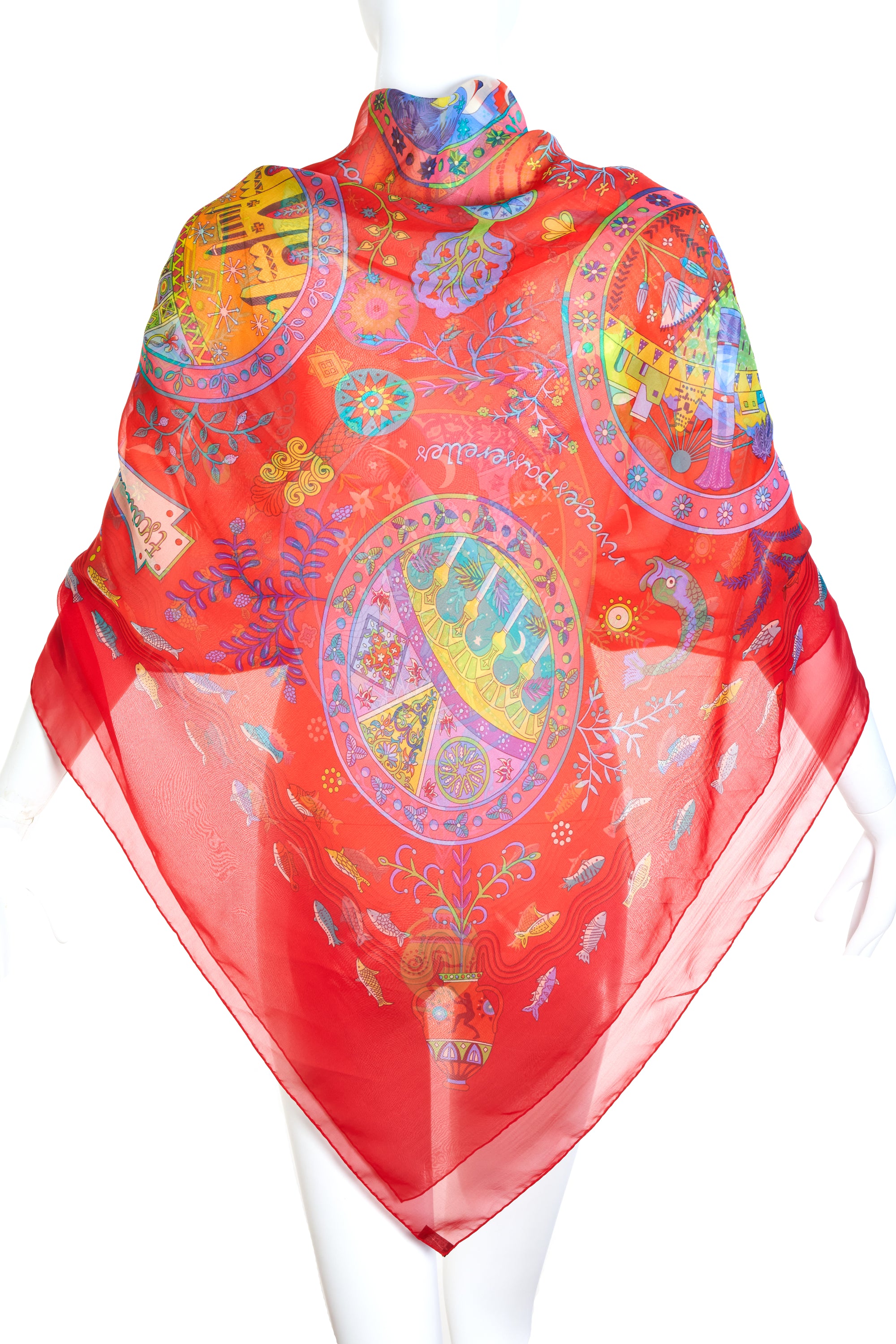 Hermes Chiffon Scarf "Escales Medeterrennes" 140cm