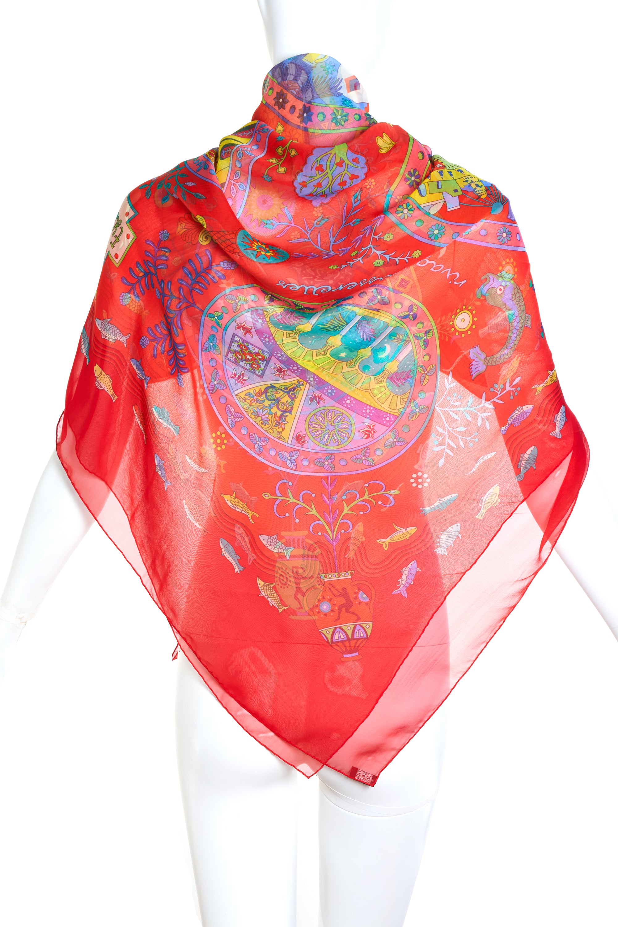 Hermes Chiffon Scarf "Escales Medeterrennes" 140cm