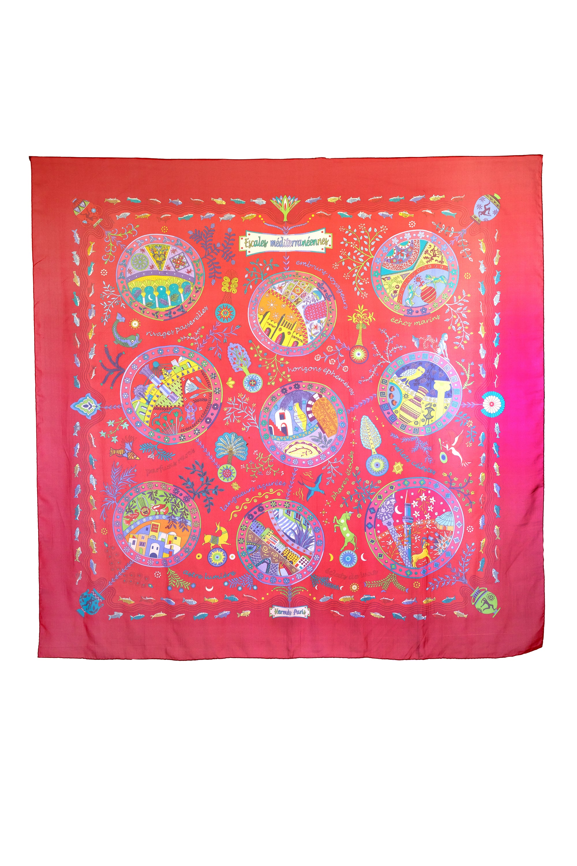 Hermes Chiffon Scarf "Escales Medeterrennes" 140cm