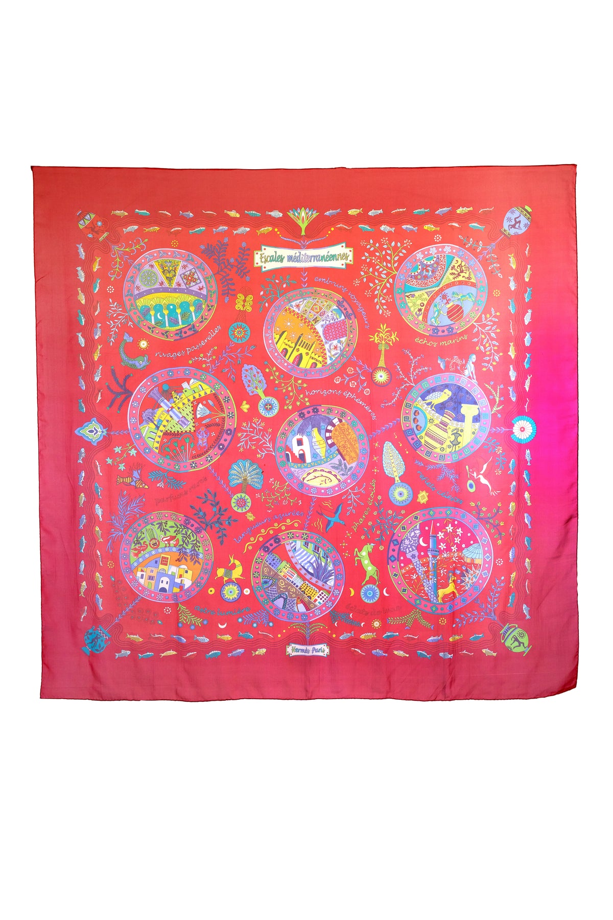 Hermes Chiffon Scarf &quot;Escales Medeterrennes&quot; 140cm