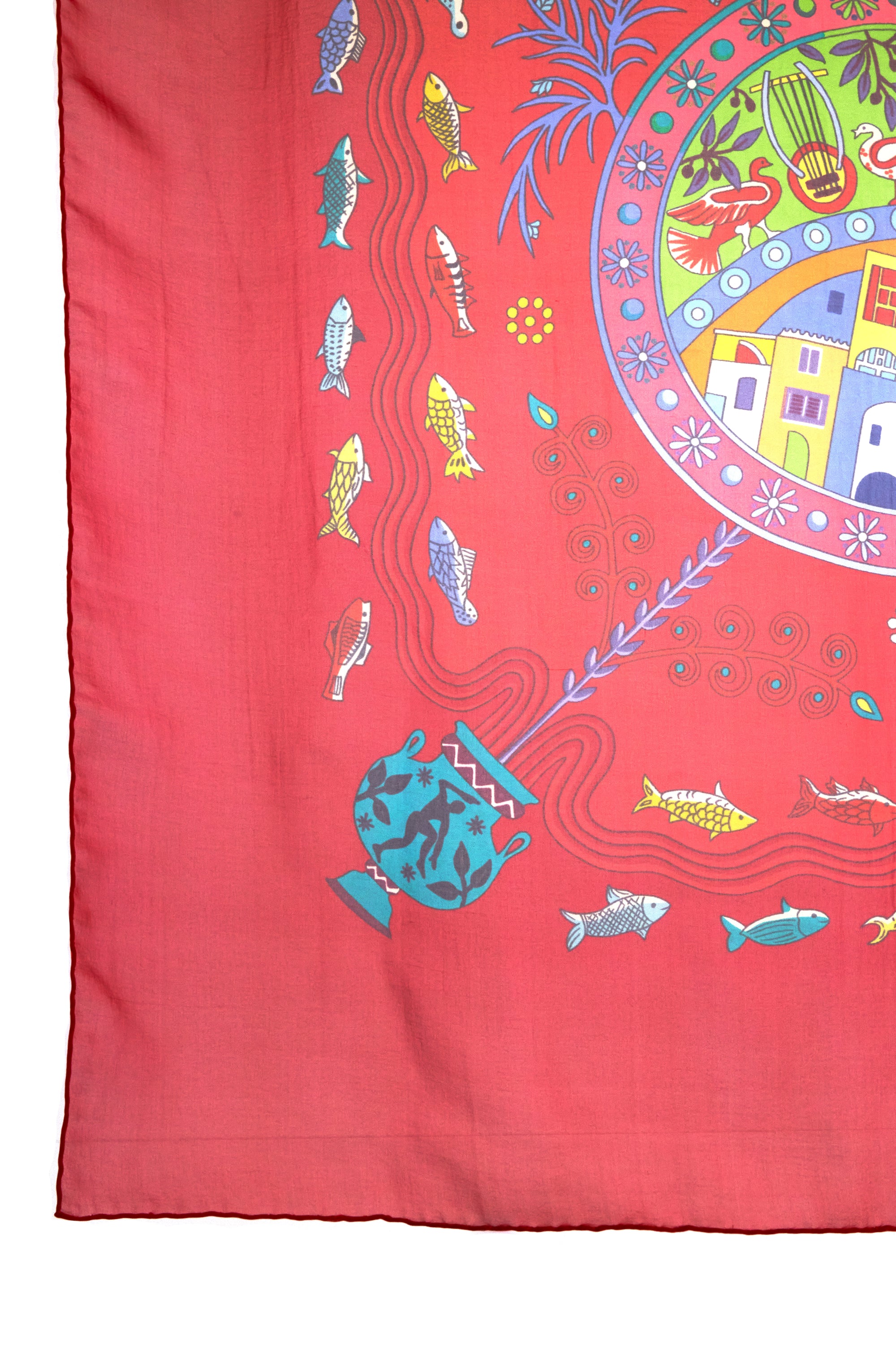 Hermes Chiffon Scarf "Escales Medeterrennes" 140cm