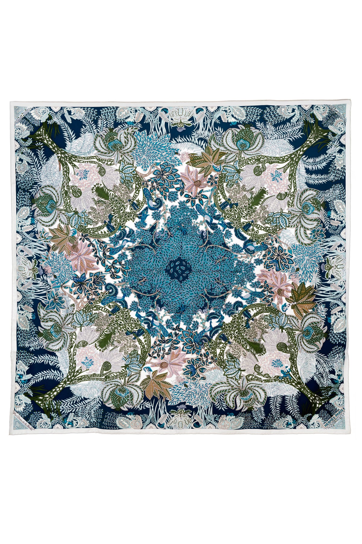 Hermes &quot;Maitres de la Foret&quot; Light Blue Silk Scarf 90cm