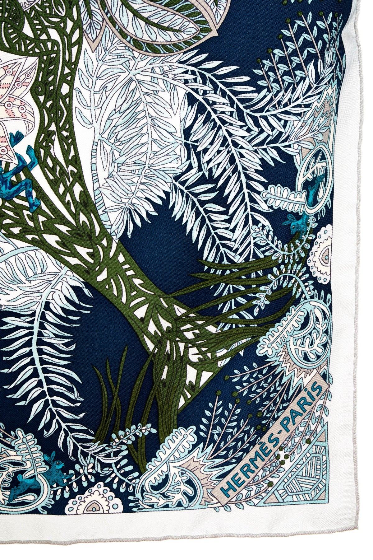 Hermes &quot;Maitres de la Foret&quot; Light Blue Silk Scarf 90cm