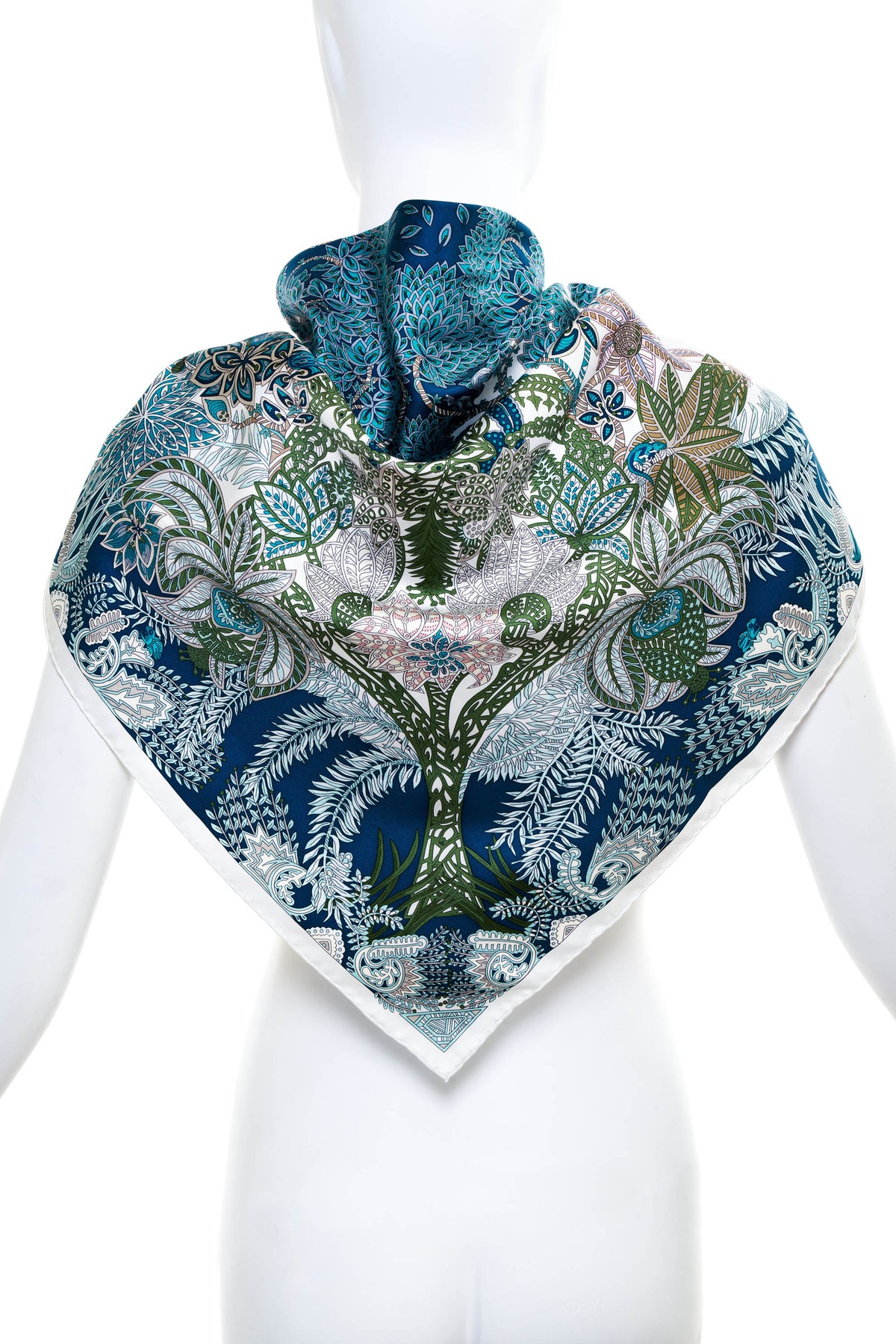 Hermes &quot;Maitres de la Foret&quot; Light Blue Silk Scarf 90cm