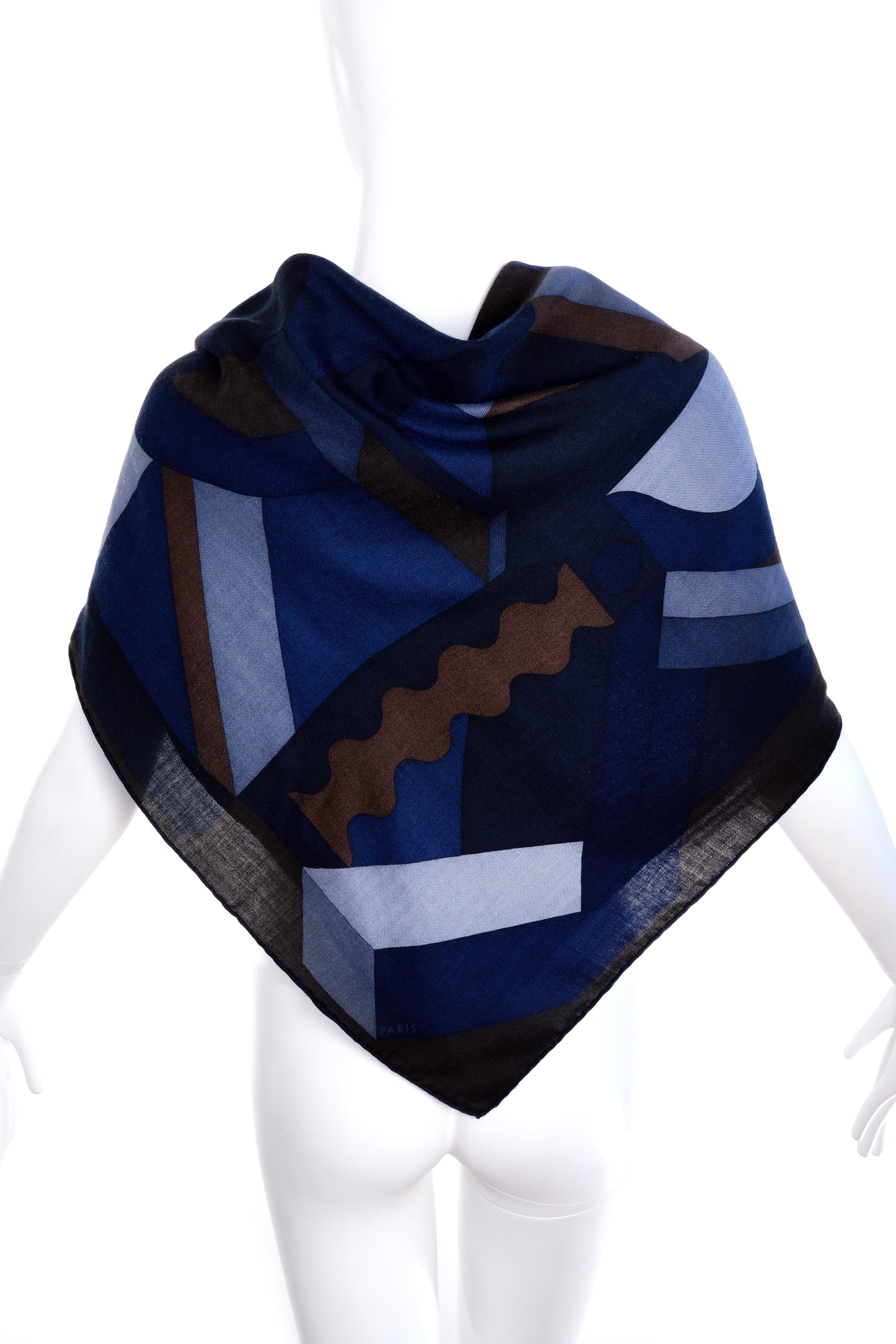 Hermes Navy and Brown "Cavaliere" Shawl 140cm