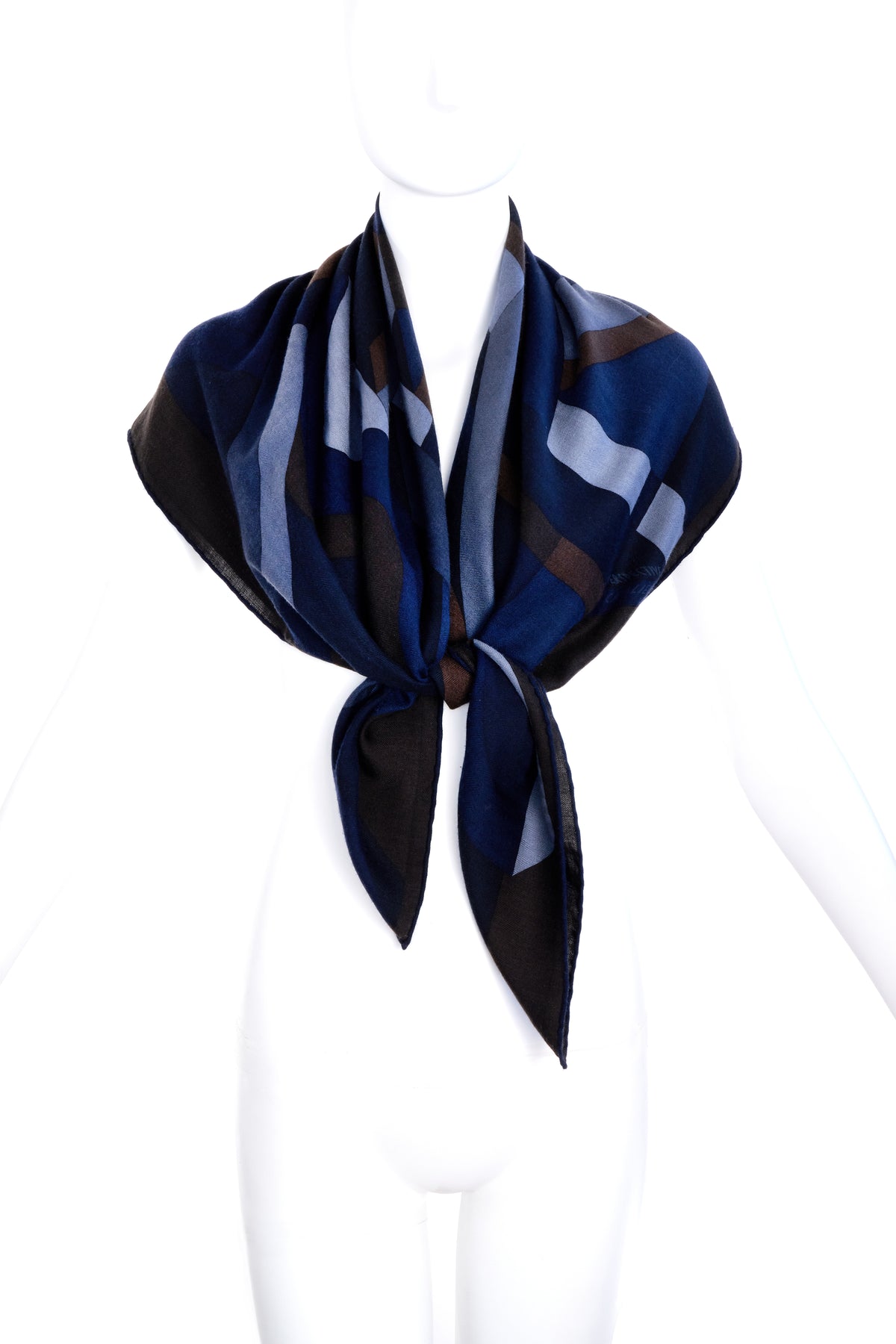 Hermes Navy and Brown &quot;Cavaliere&quot; Shawl 140cm