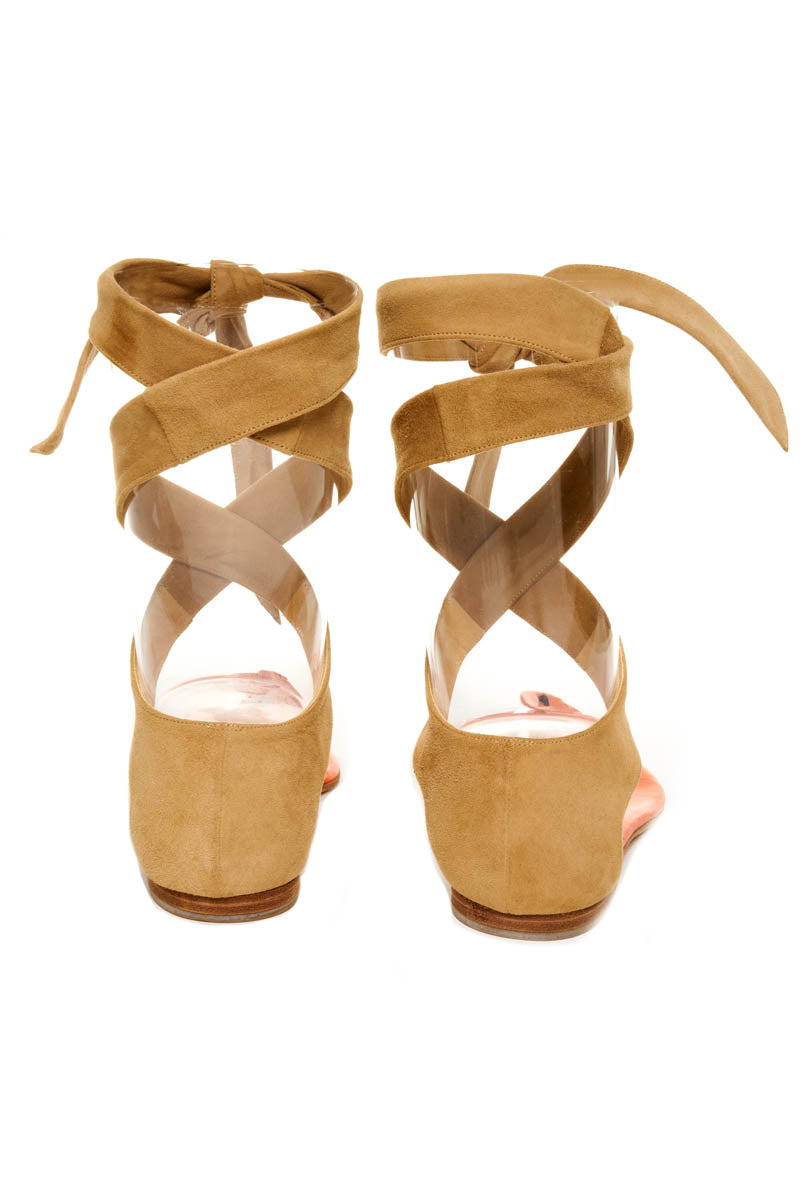 Hermes Orange and Tan Gladiator Sandal With Horn Toe Size 37