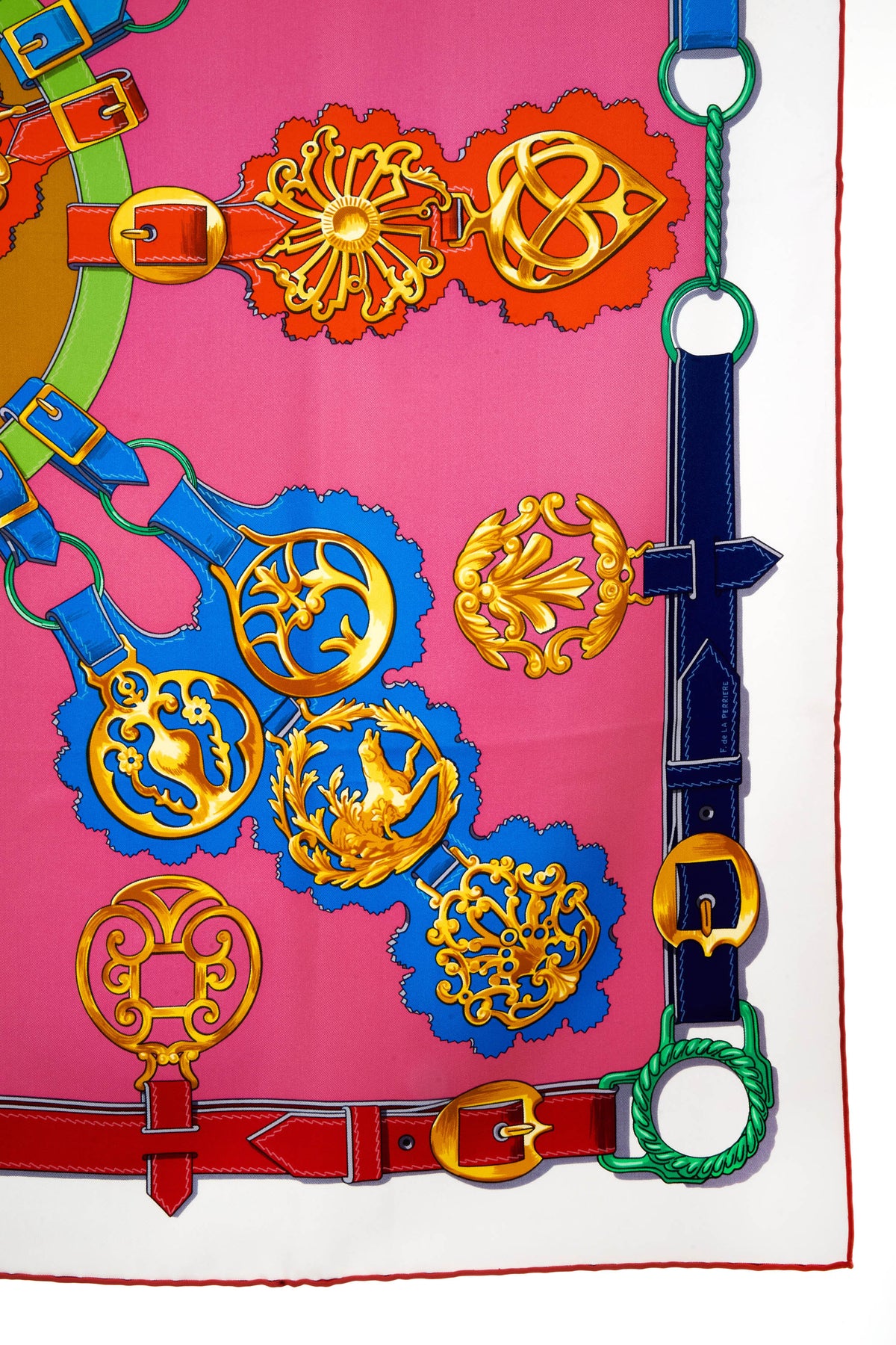 Hermes &quot;Cuiveries Print Pink and Red Silk Scarf 90cm