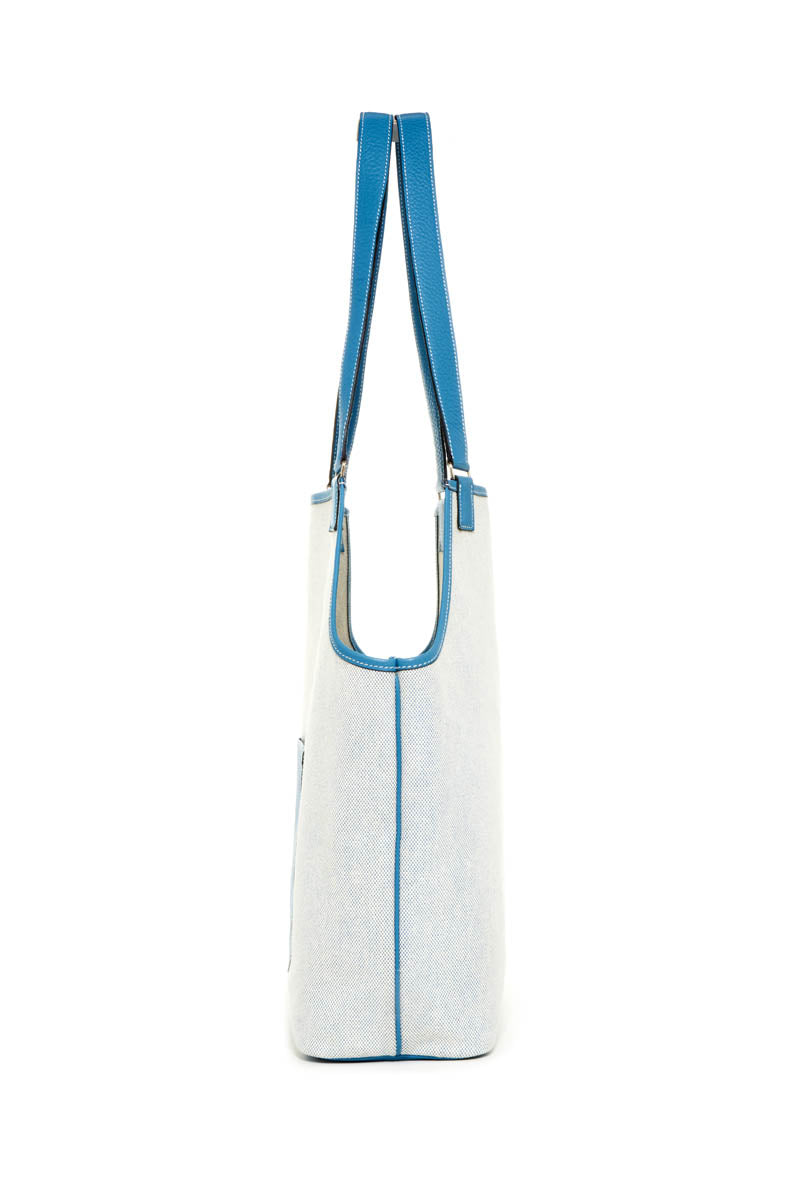 Hermes Jardinier Toile and Blue Clemence Tote