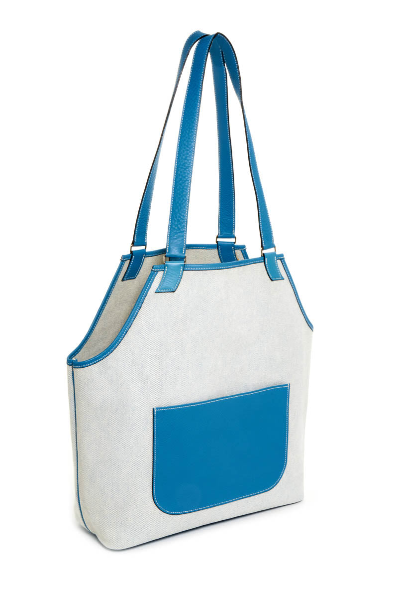 Hermes Jardinier Toile and Blue Clemence Tote