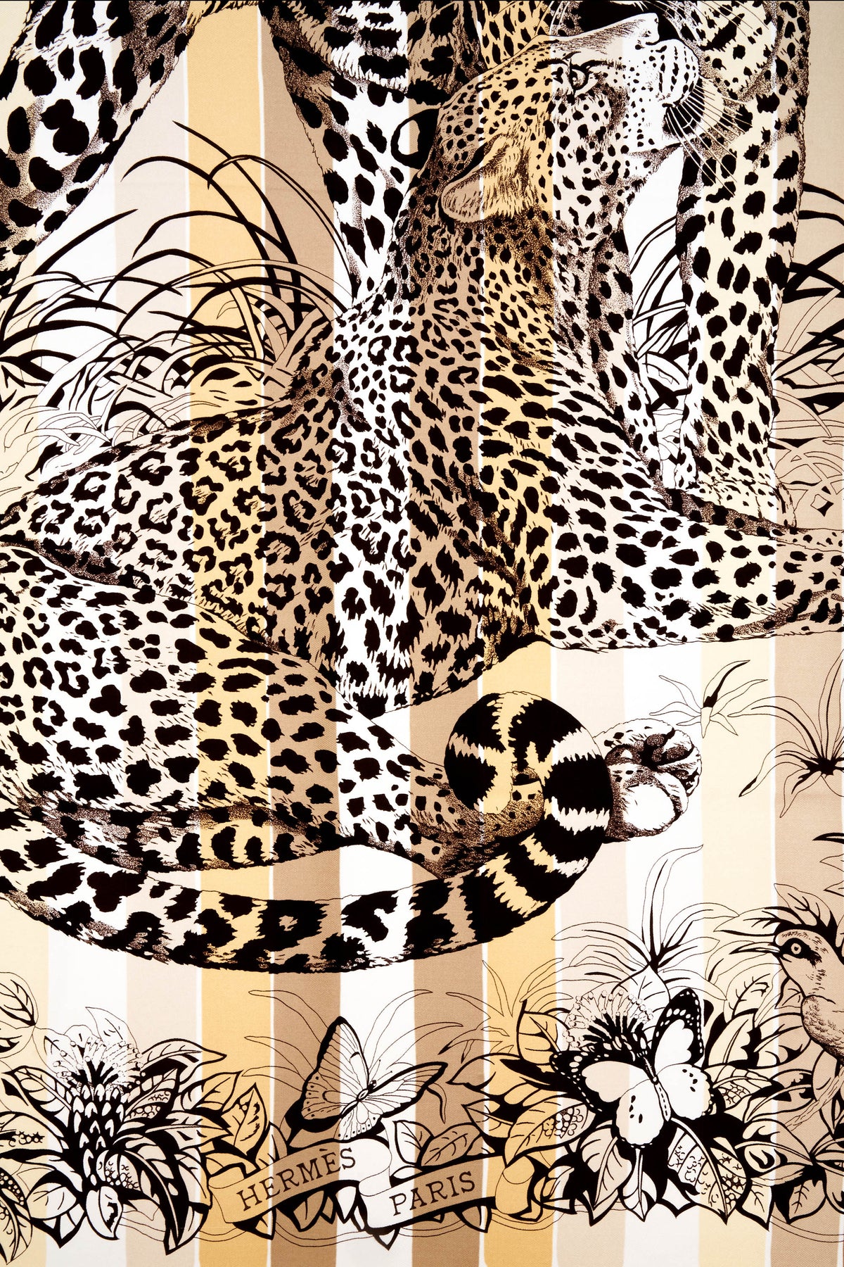 Hermes &quot;Jungle Love&quot; Neutral Silk Scarf 90cm