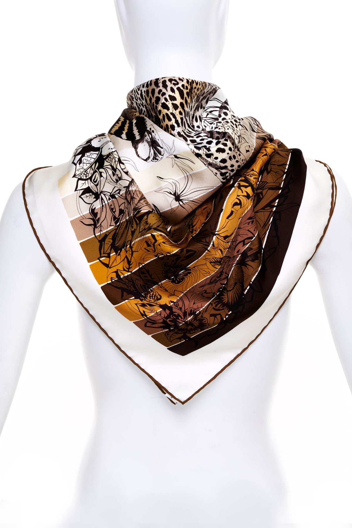 Hermes &quot;Jungle Love&quot; Neutral Silk Scarf 90cm