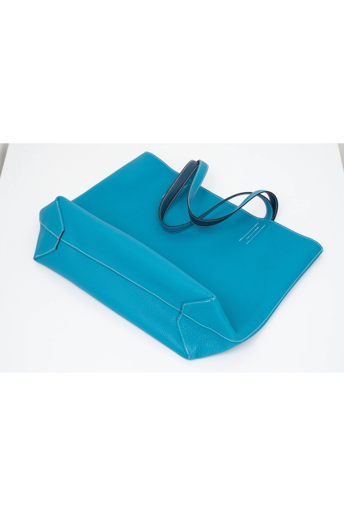 Hermes Turquoise Clemence Reversible Double Sens Tote Purse Size 45