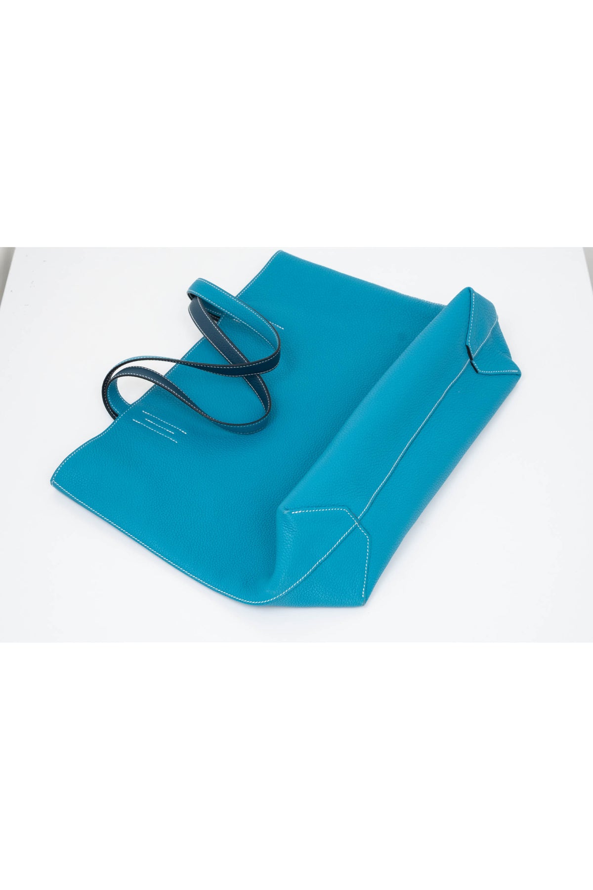 Hermes Turquoise Clemence Reversible Double Sens Tote Purse Size 45