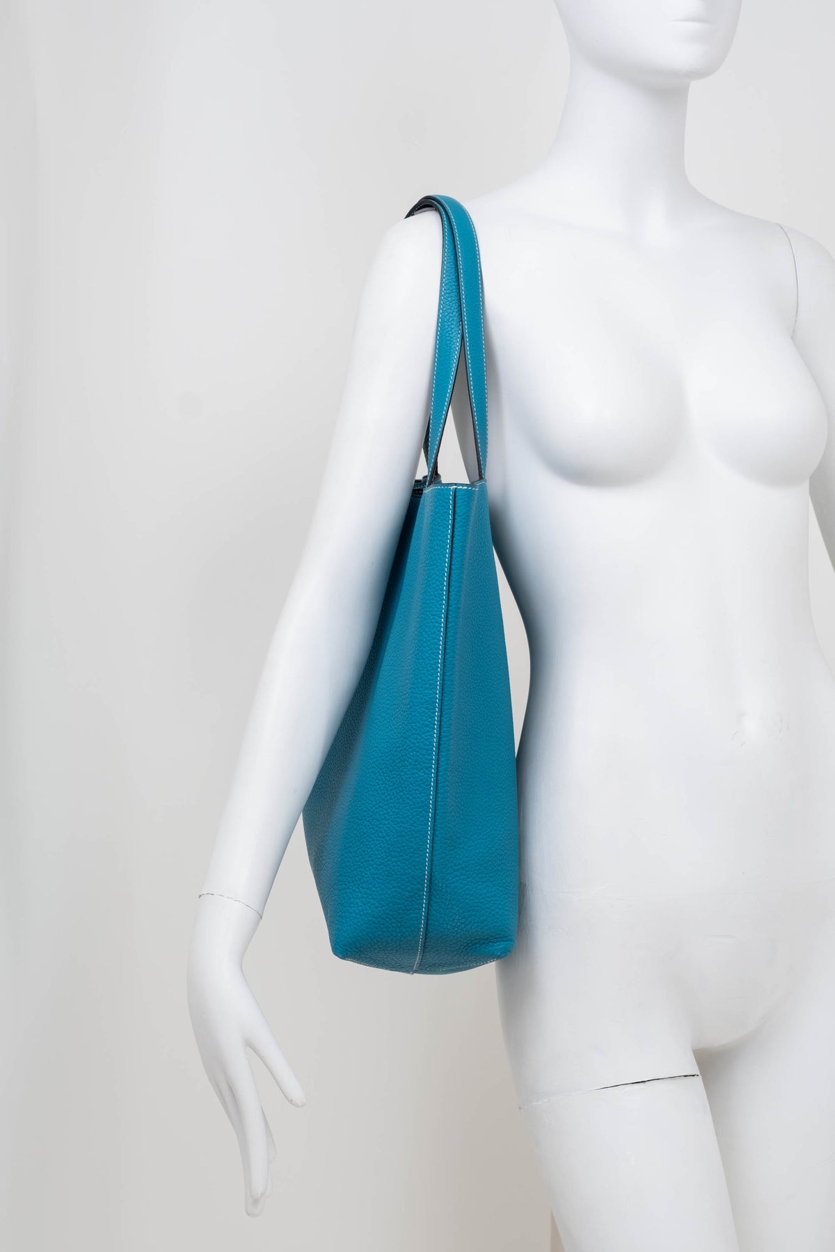 Hermes Turquoise Clemence Reversible Double Sens Tote Purse Size 45