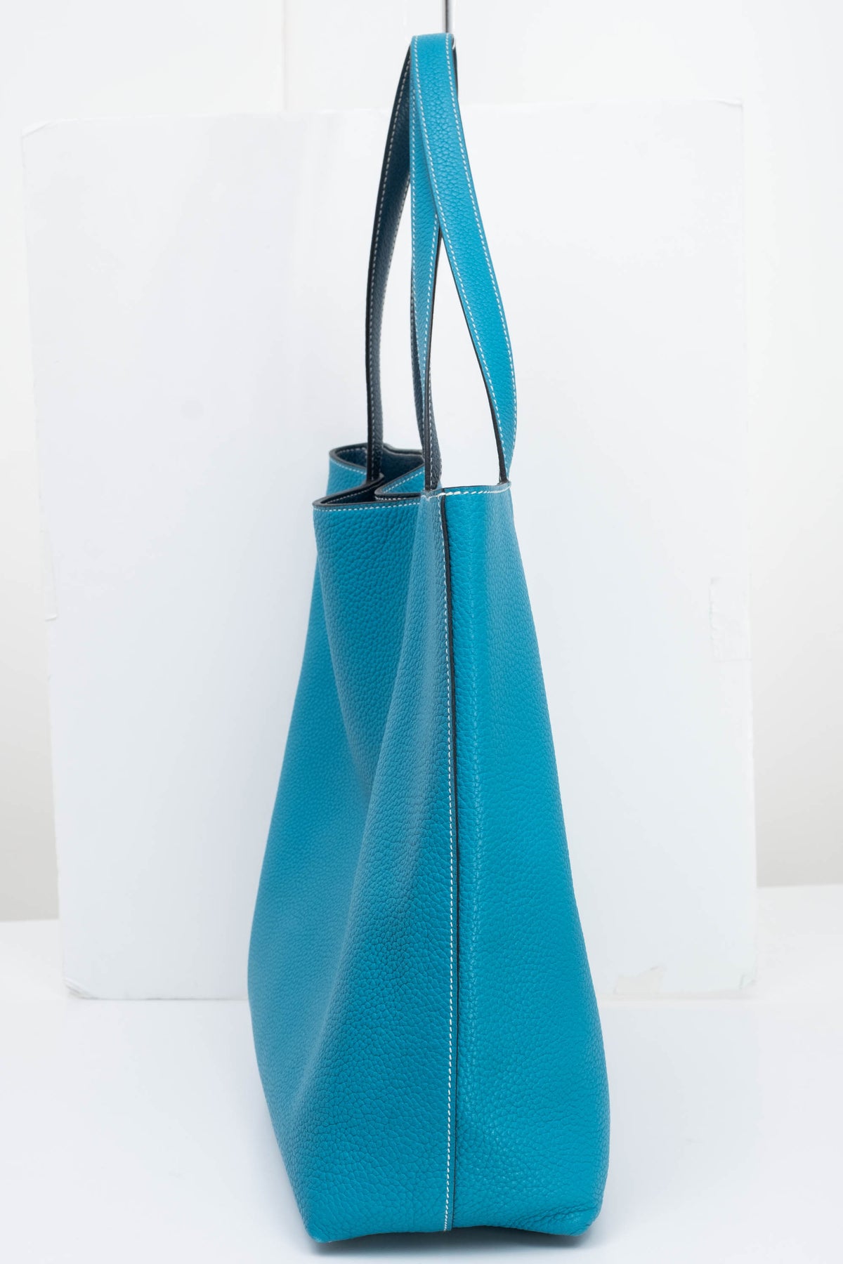 Hermes Turquoise Clemence Reversible Double Sens Tote Purse Size 45