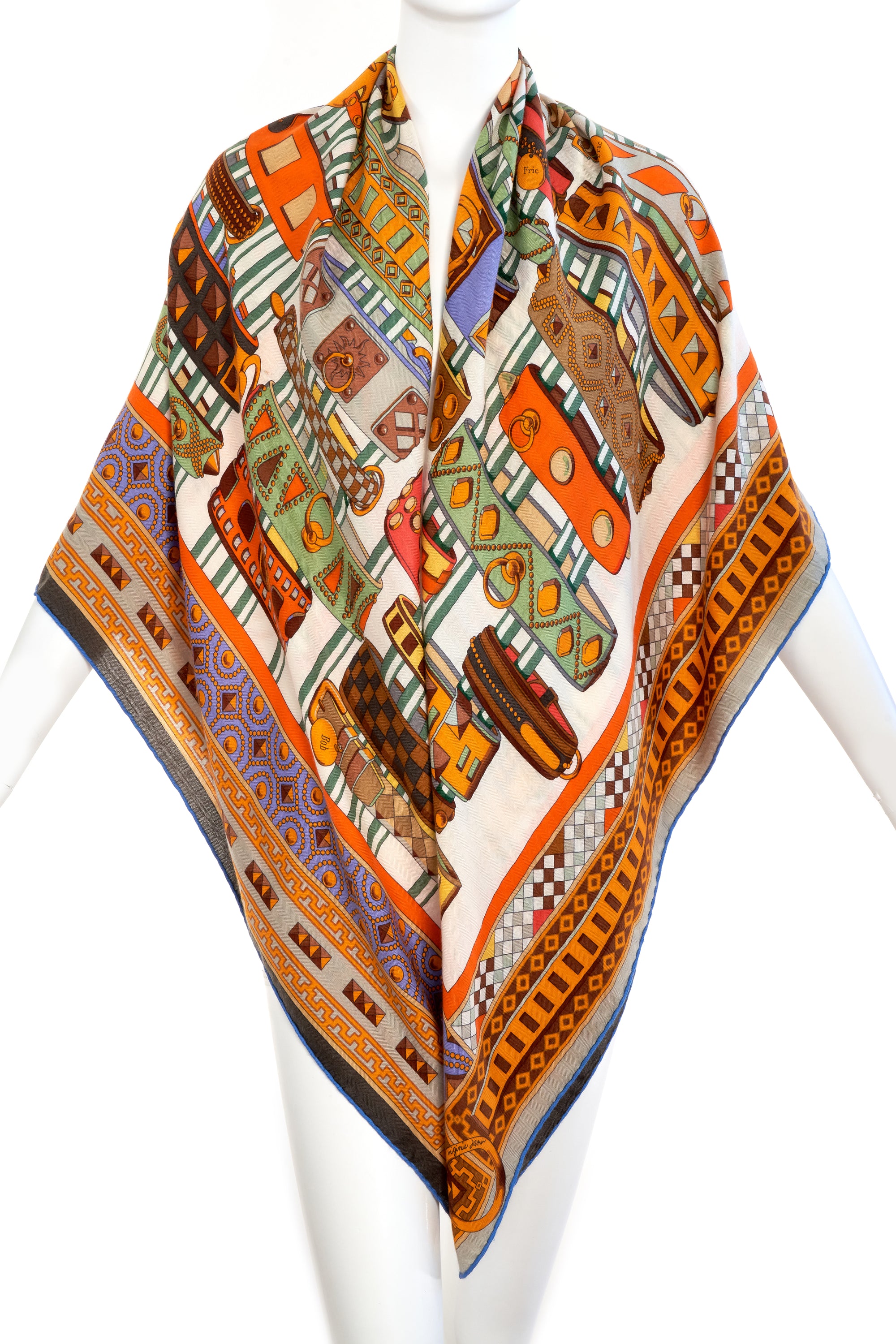 Hermes Beige "Colliers de Cheins" Shawl 140cm