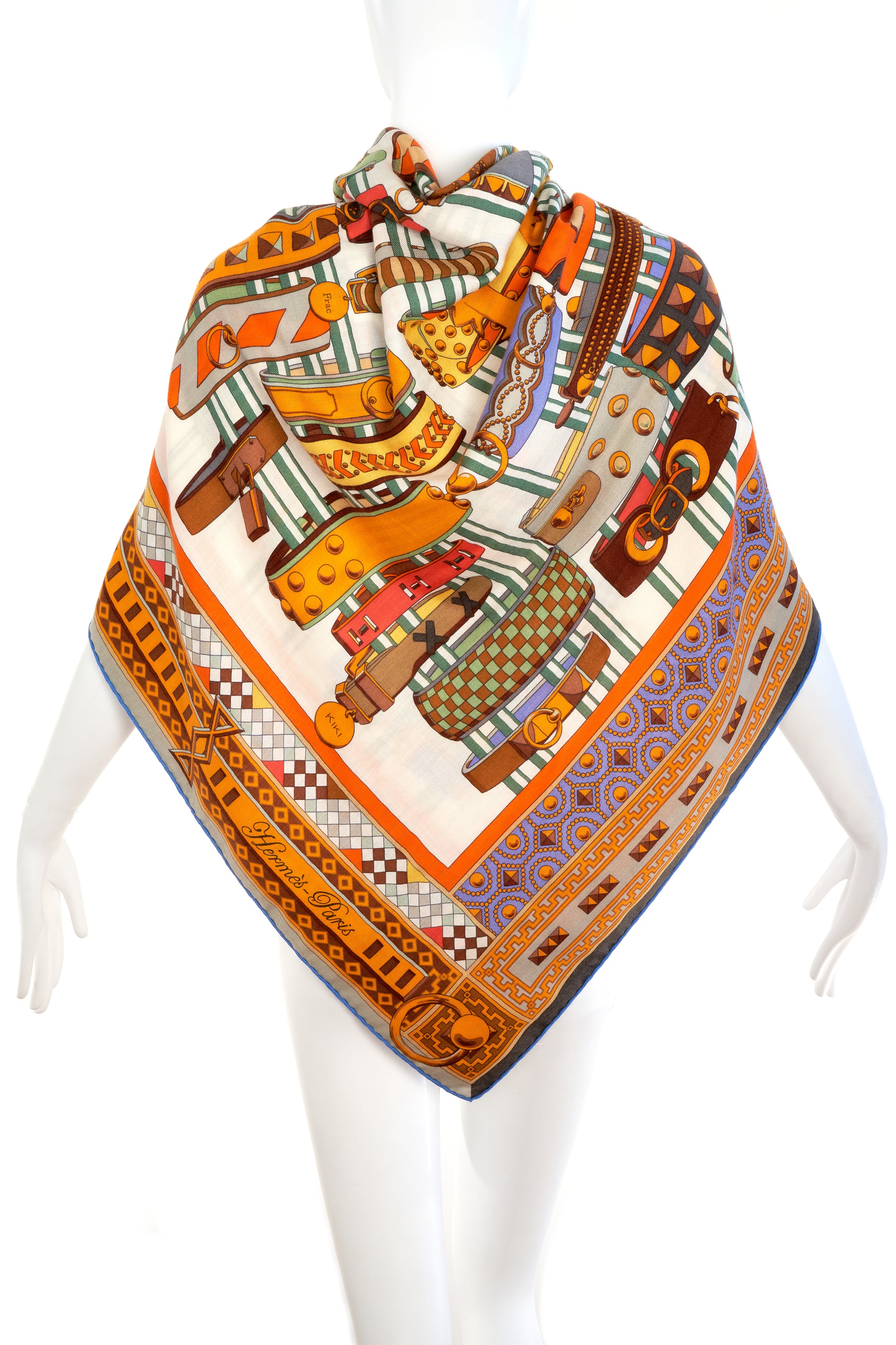 Hermes Beige "Colliers de Cheins" Shawl 140cm