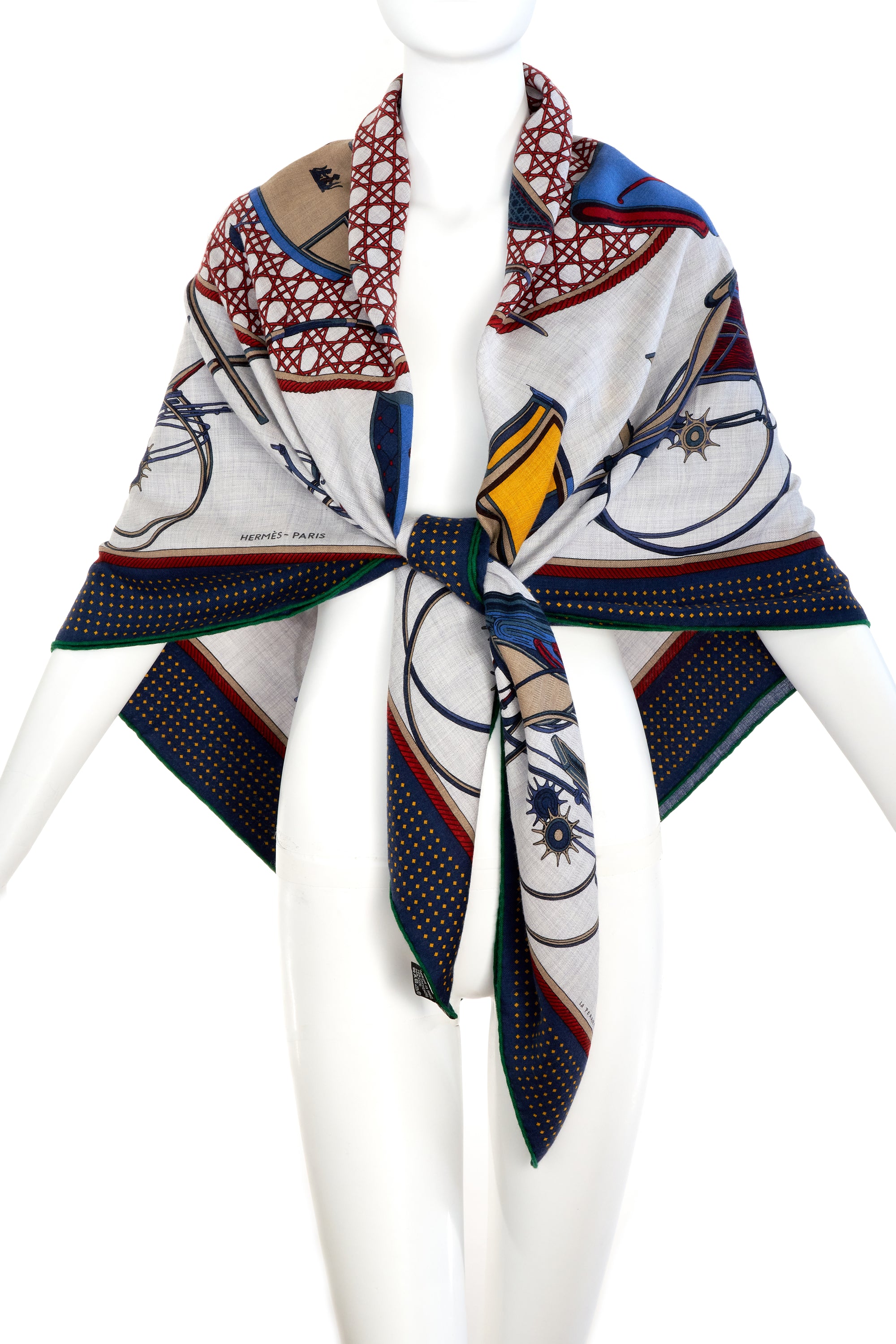 Hermes Navy and White "Les Voitures A Transformation" 140cm