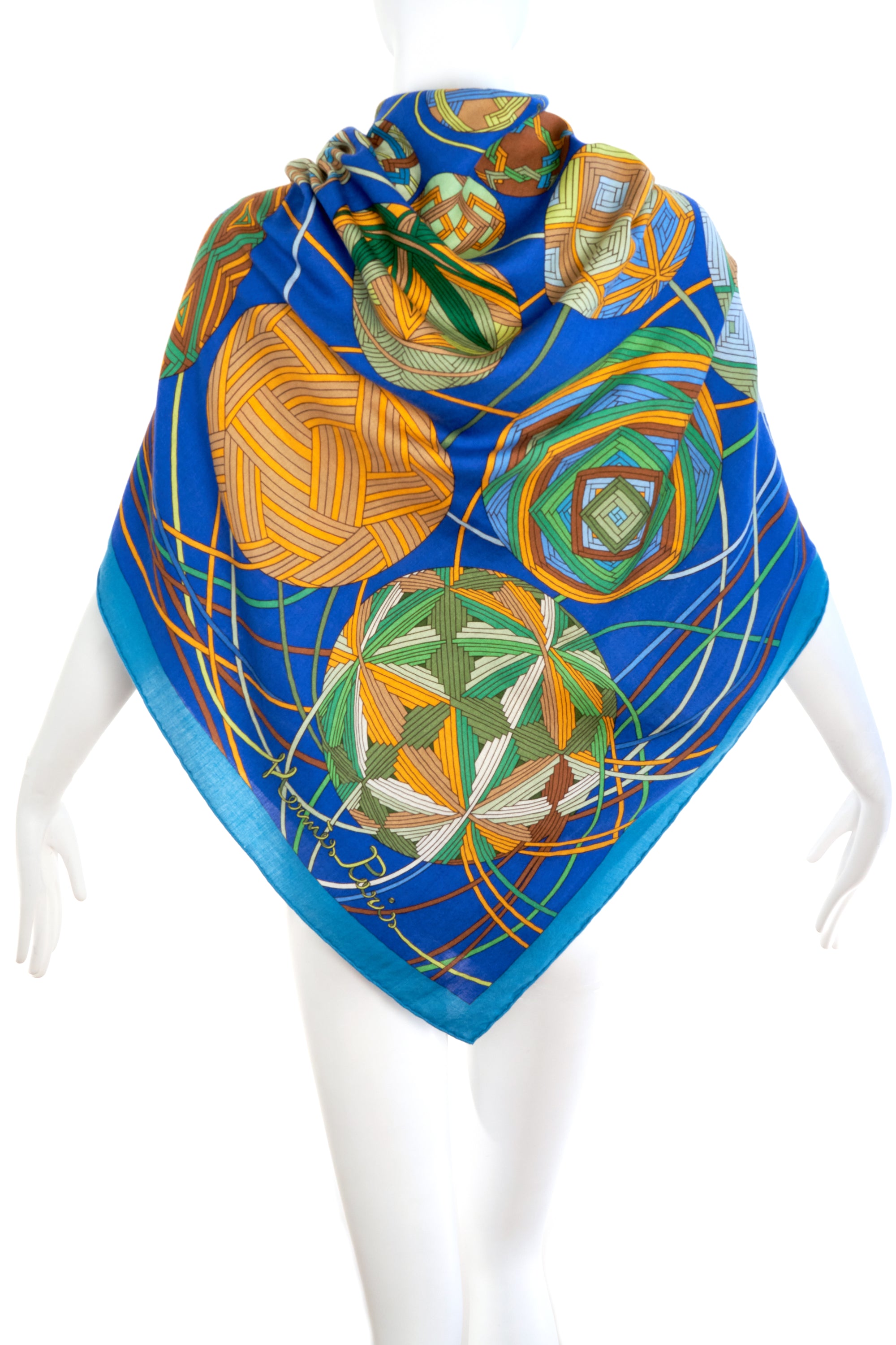 Hermes Teal "l'art du Temari" 140cm