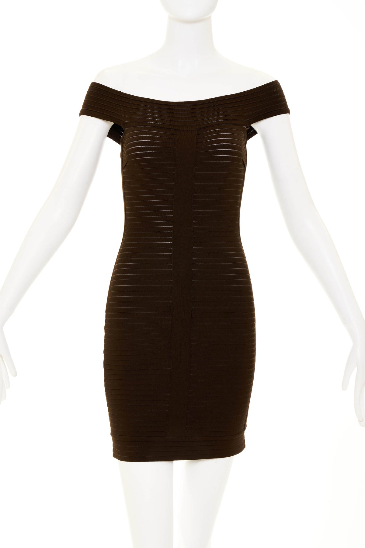 Herve Leroux Brown Bandage Dress Size 38