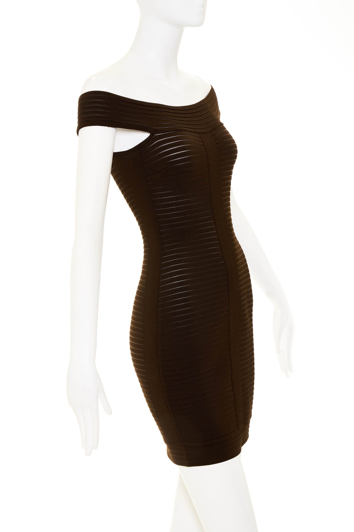 Herve Leroux Brown Bandage Dress Size 38