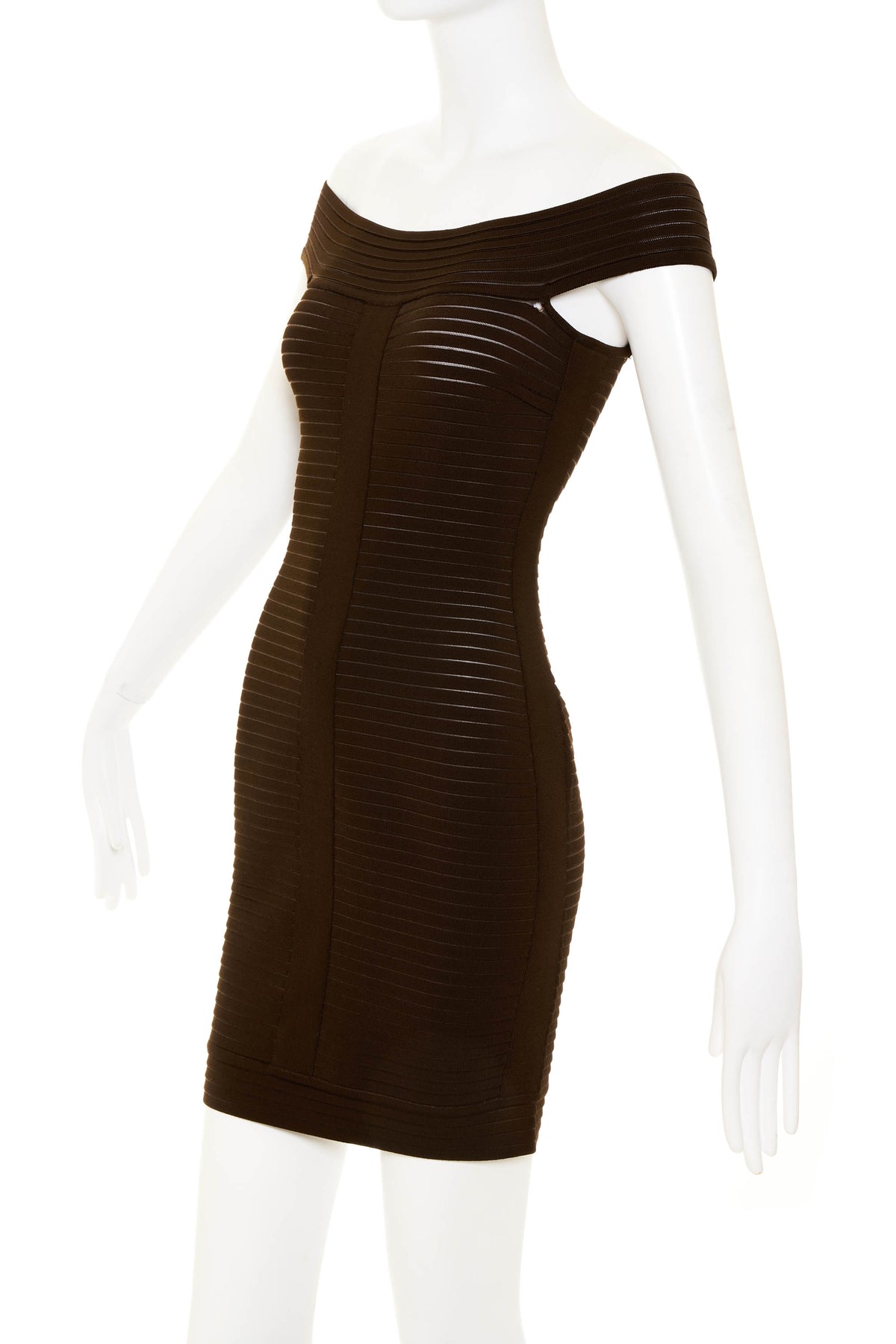 Herve Leroux Brown Bandage Dress Size 38