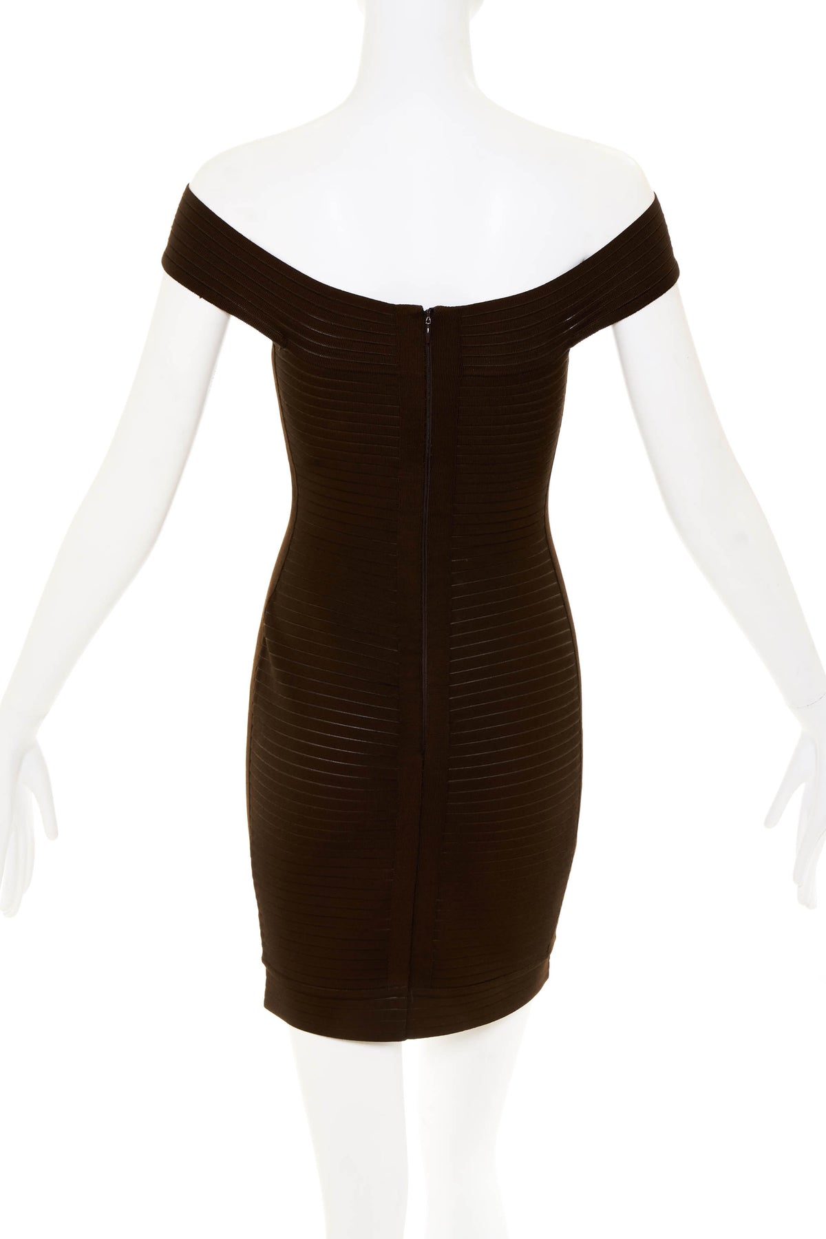 Herve Leroux Brown Bandage Dress Size 38