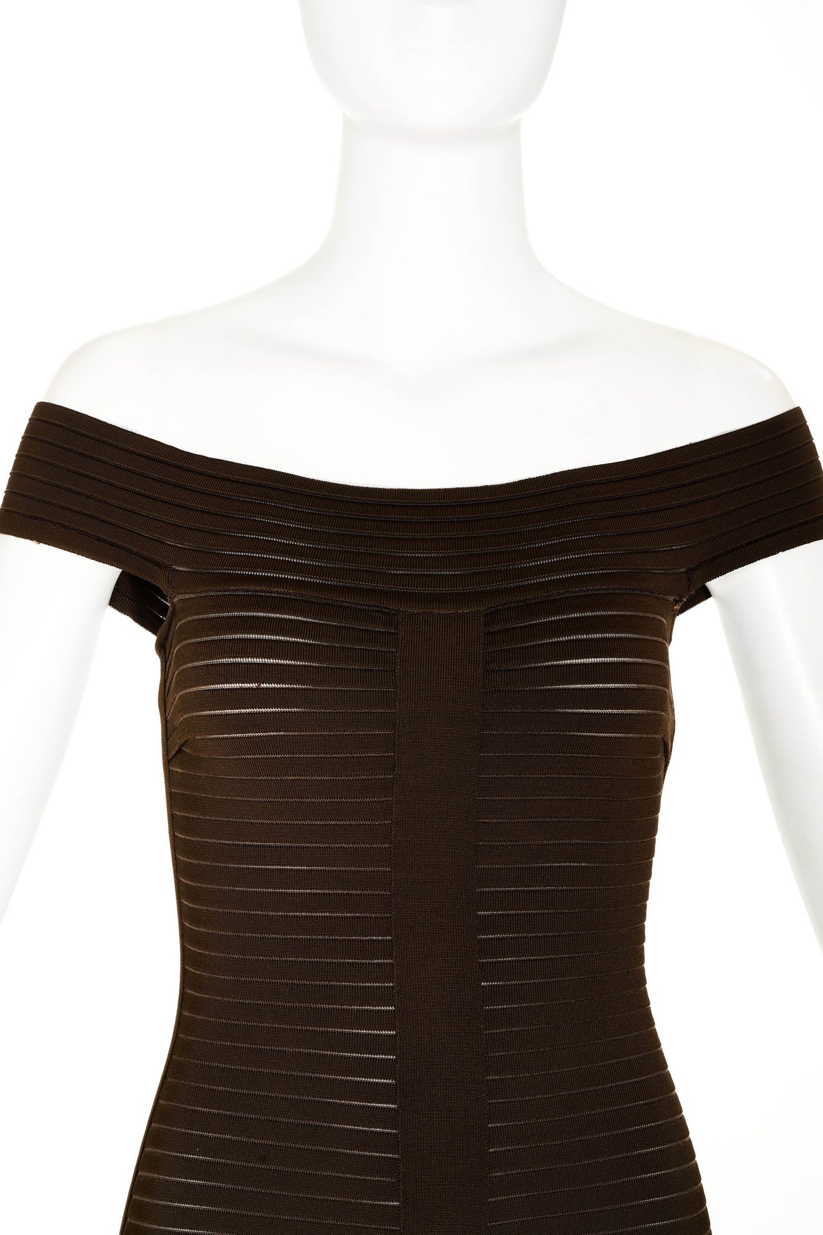 Herve Leroux Brown Bandage Dress Size 38