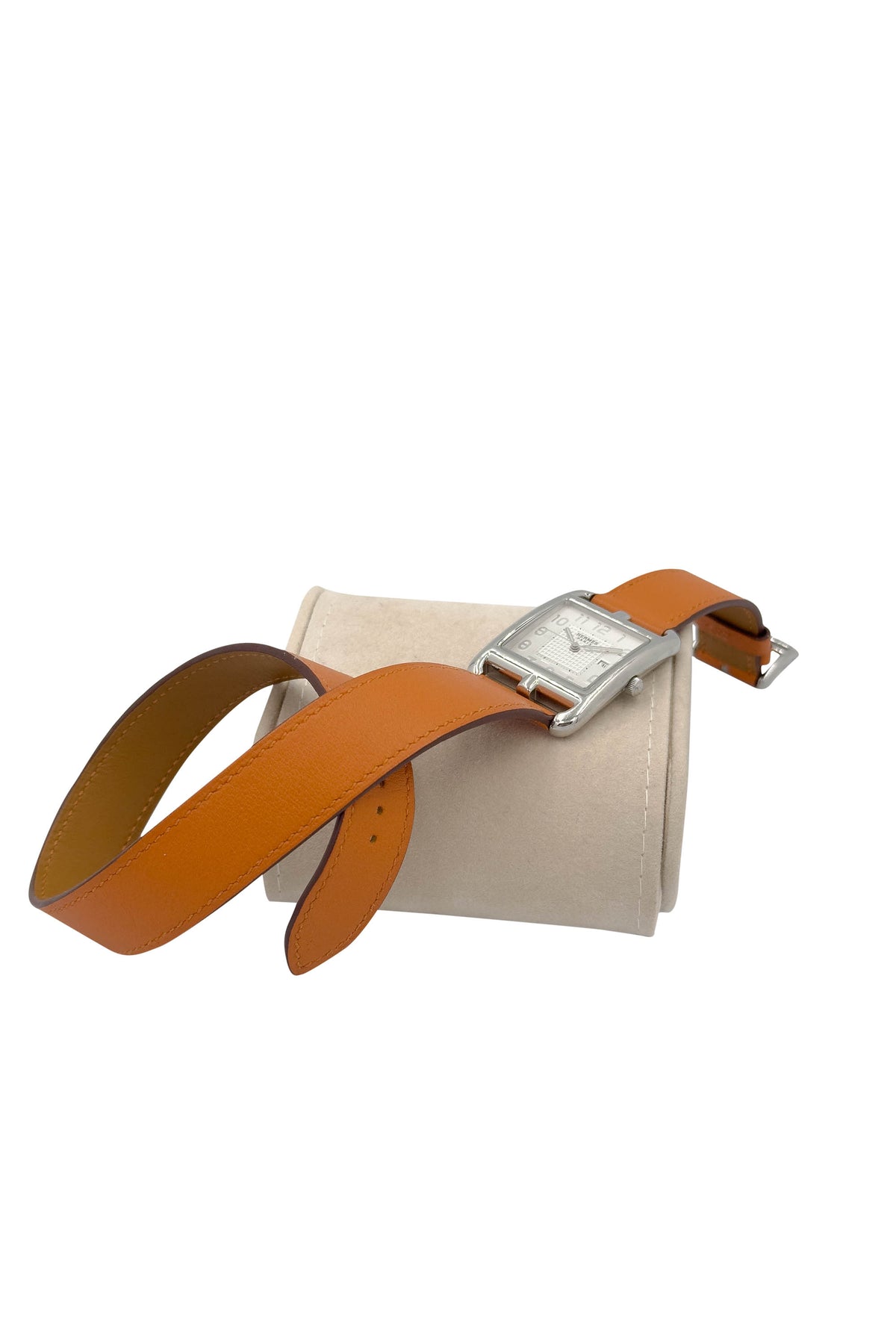Hermes Cape Cod Watch with Orange Band Double Tour Stainless Quartz Watch