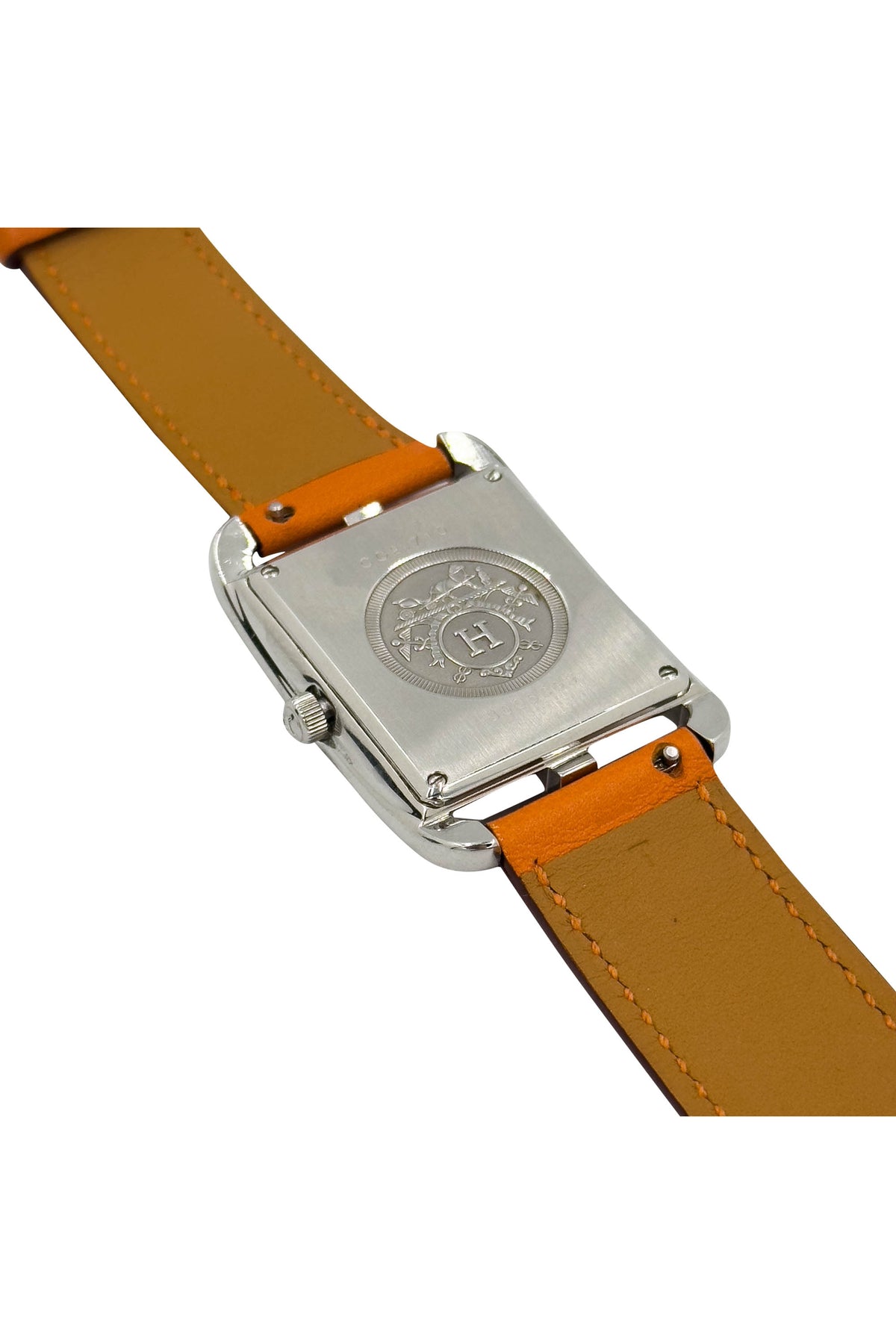 Hermes Cape Cod Watch with Orange Band Double Tour Stainless Quartz Watch