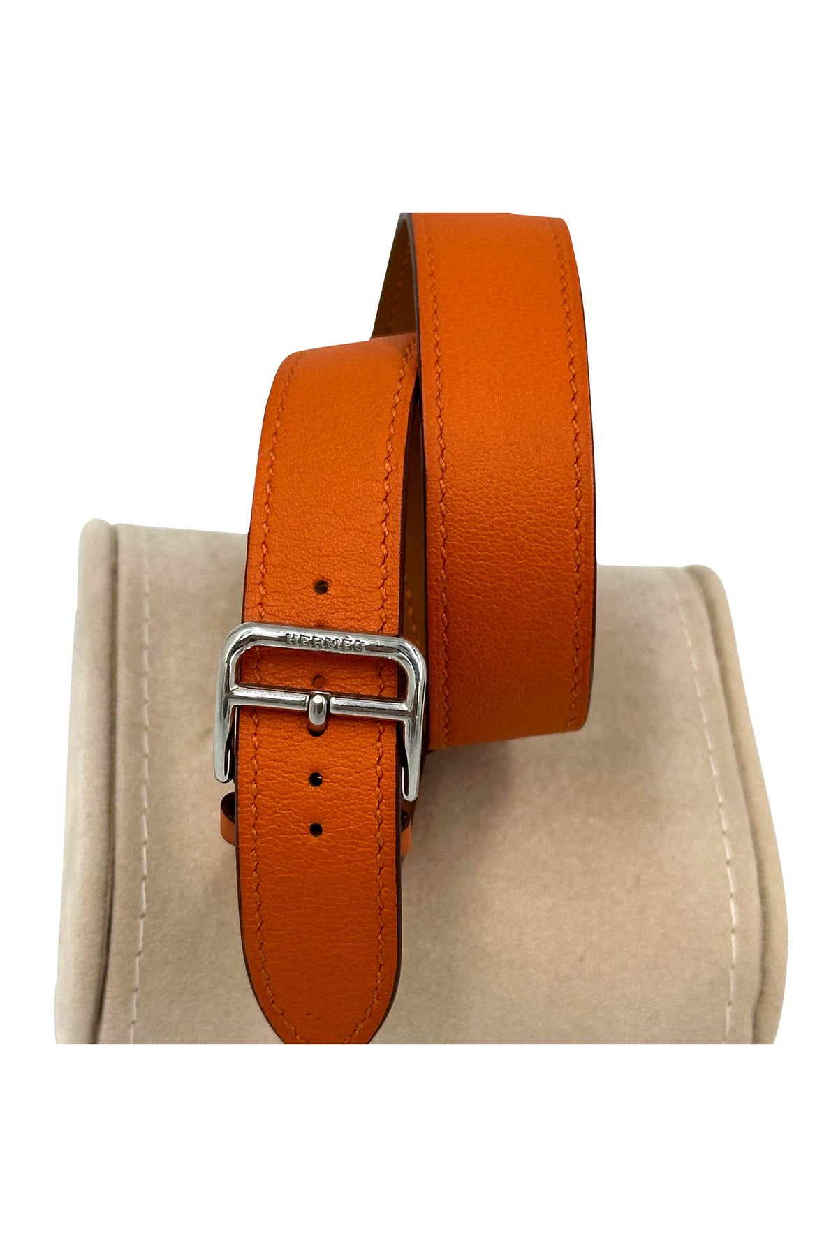 Hermes Cape Cod Watch with Orange Band Double Tour Stainless Quartz Watch