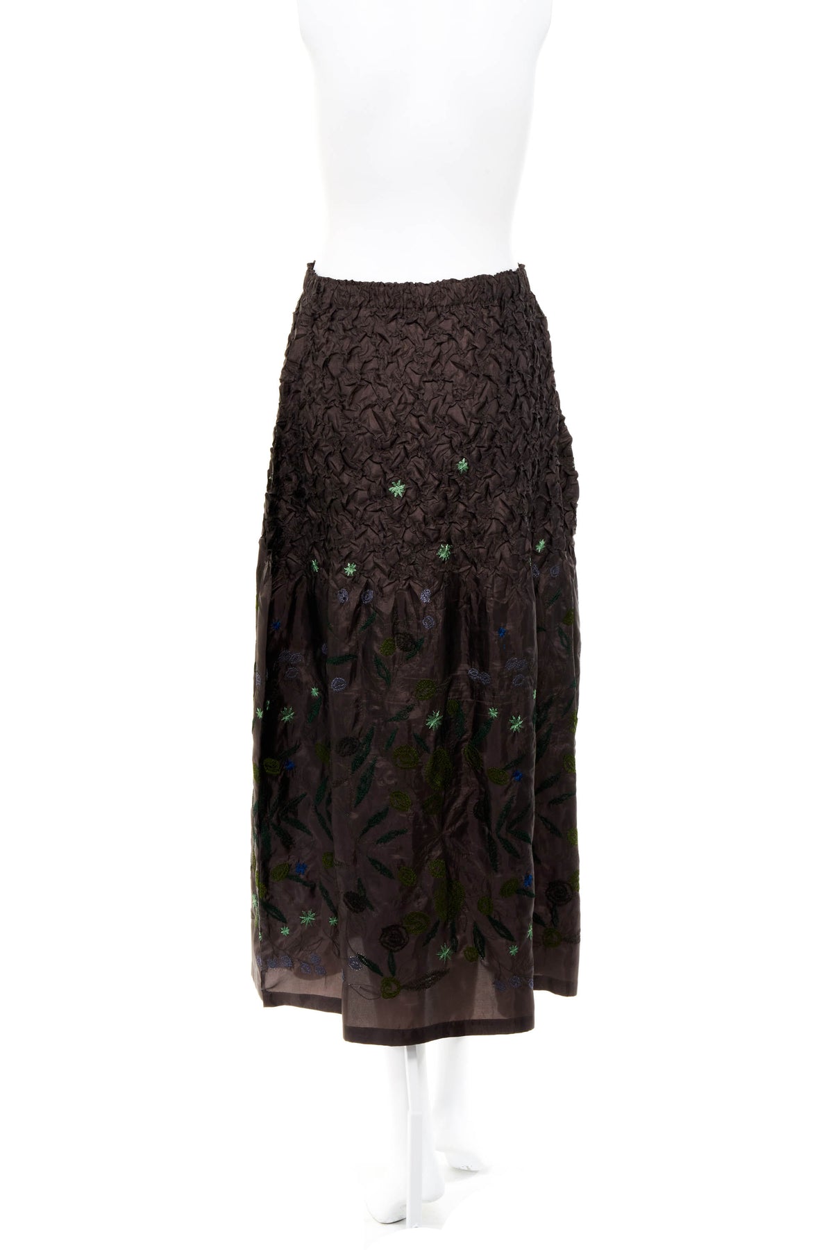 Issey Miyake Pleats Please Taupe Skirt with Flower Embellishments Size 3