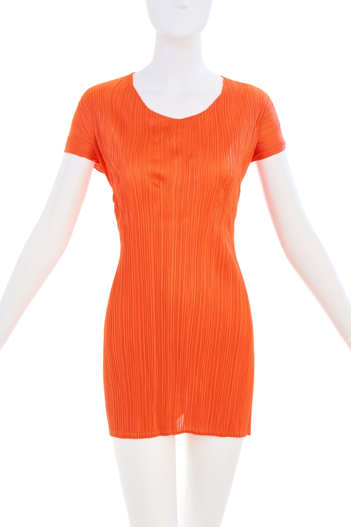 Issey Miyake Orange Pleated Dress