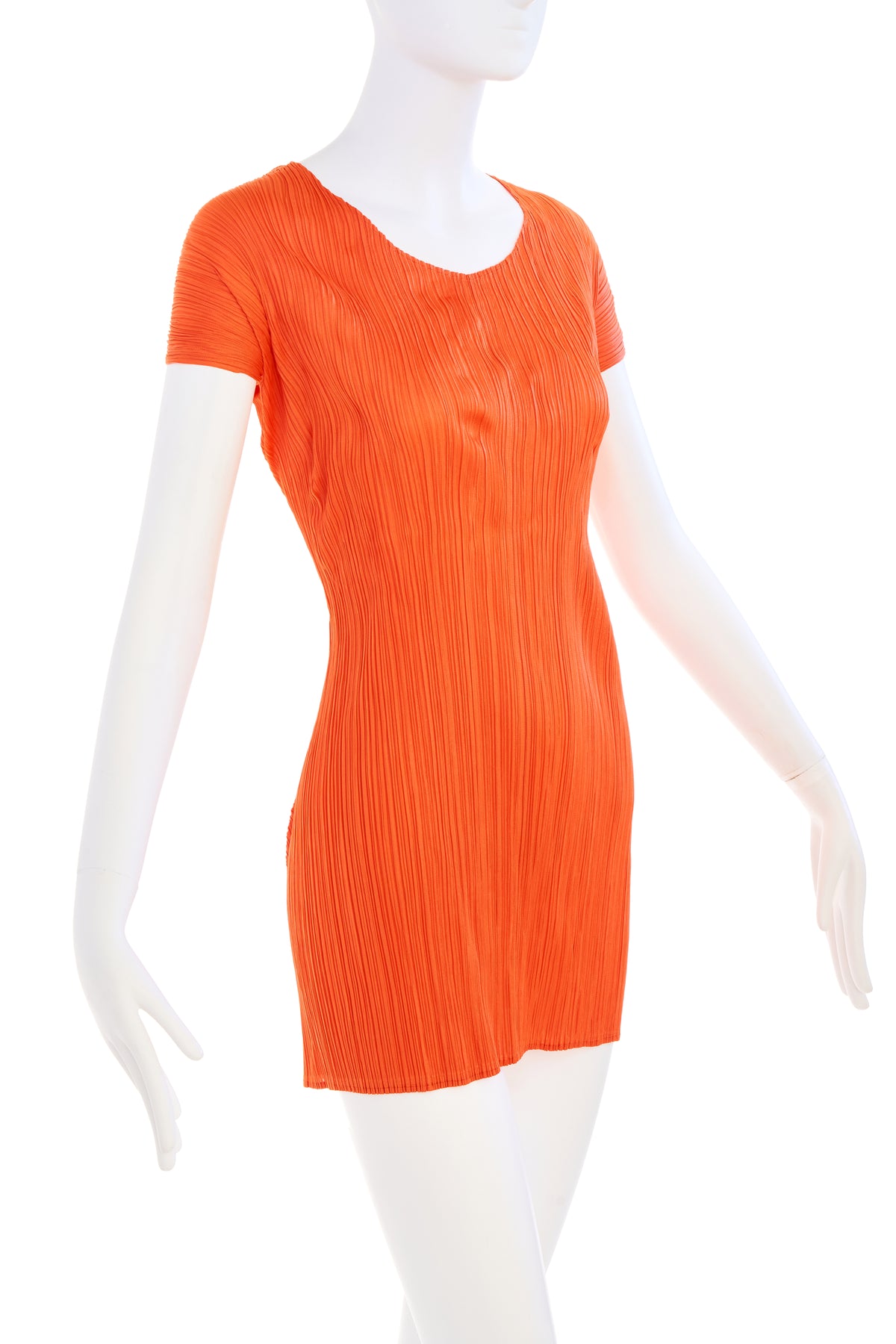 Issey Miyake Orange Pleated Dress