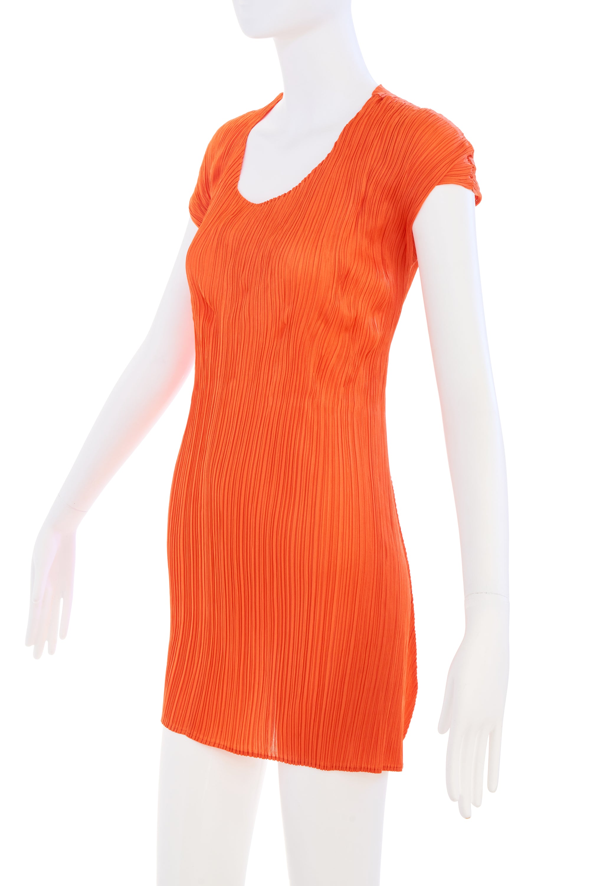 Issey Miyake Orange Pleated Dress