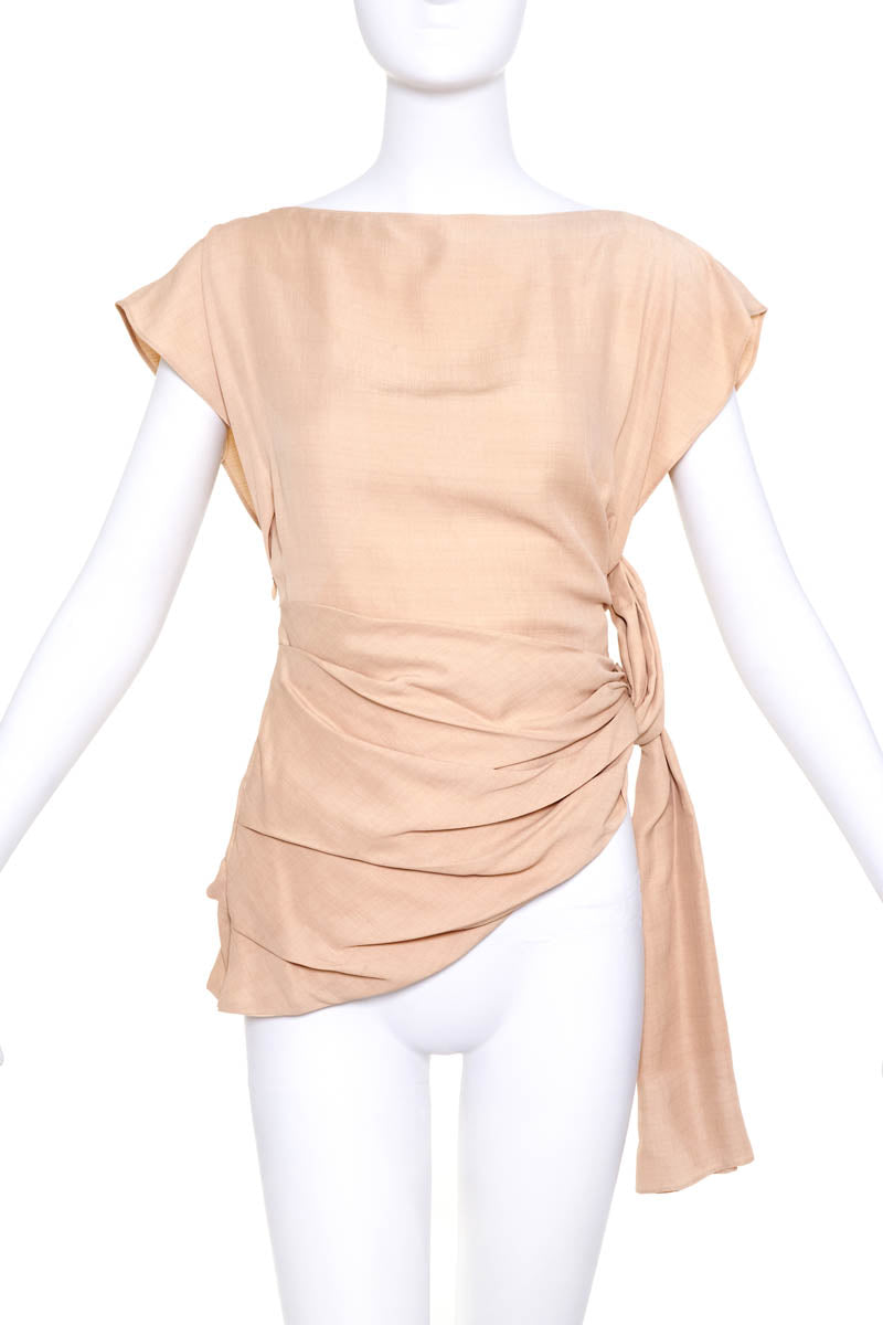 Jacquemus Beige Short Sleeve Drape Front Sash Shirt Size S
