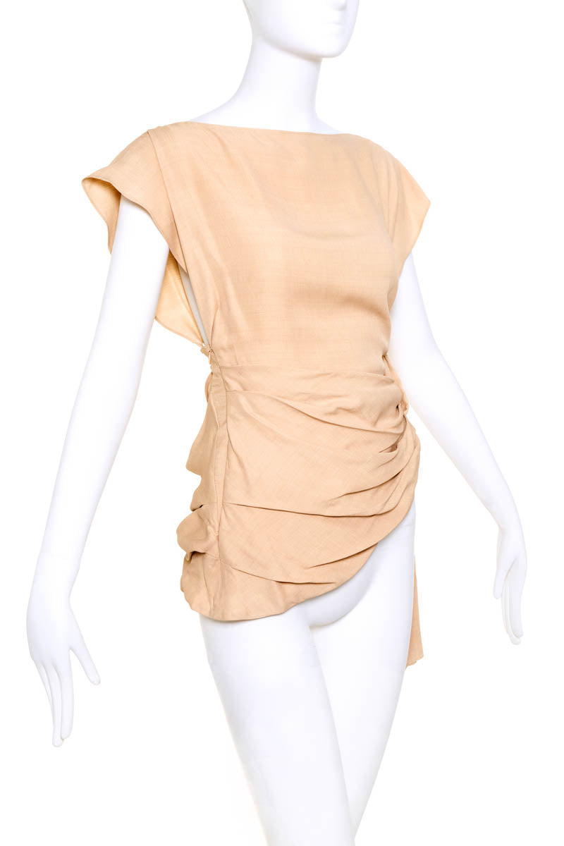 Jacquemus Beige Short Sleeve Drape Front Sash Shirt Size S