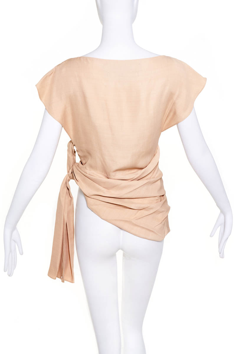 Jacquemus Beige Short Sleeve Drape Front Sash Shirt Size S