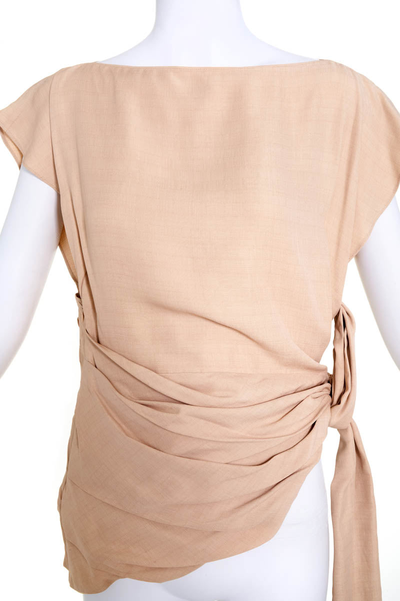 Jacquemus Beige Short Sleeve Drape Front Sash Shirt Size S