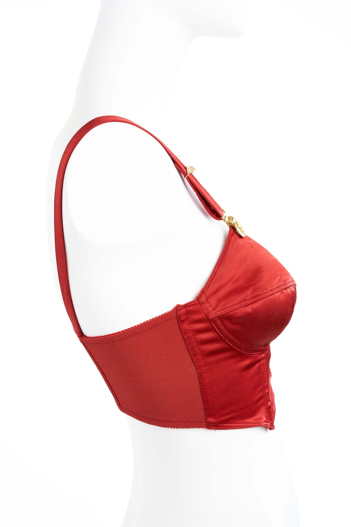 Junior Gaultier Red Satin Bustier Gold $ Hardware Size 40