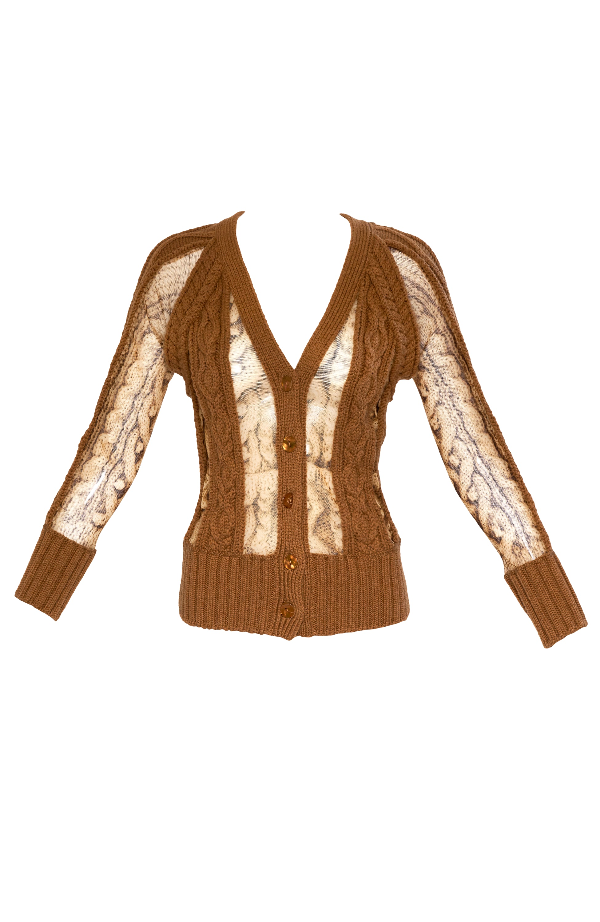 Jean Paul Gaultier Vintage Fuzzi Trompe l'oeil Cable Knit Cardigan