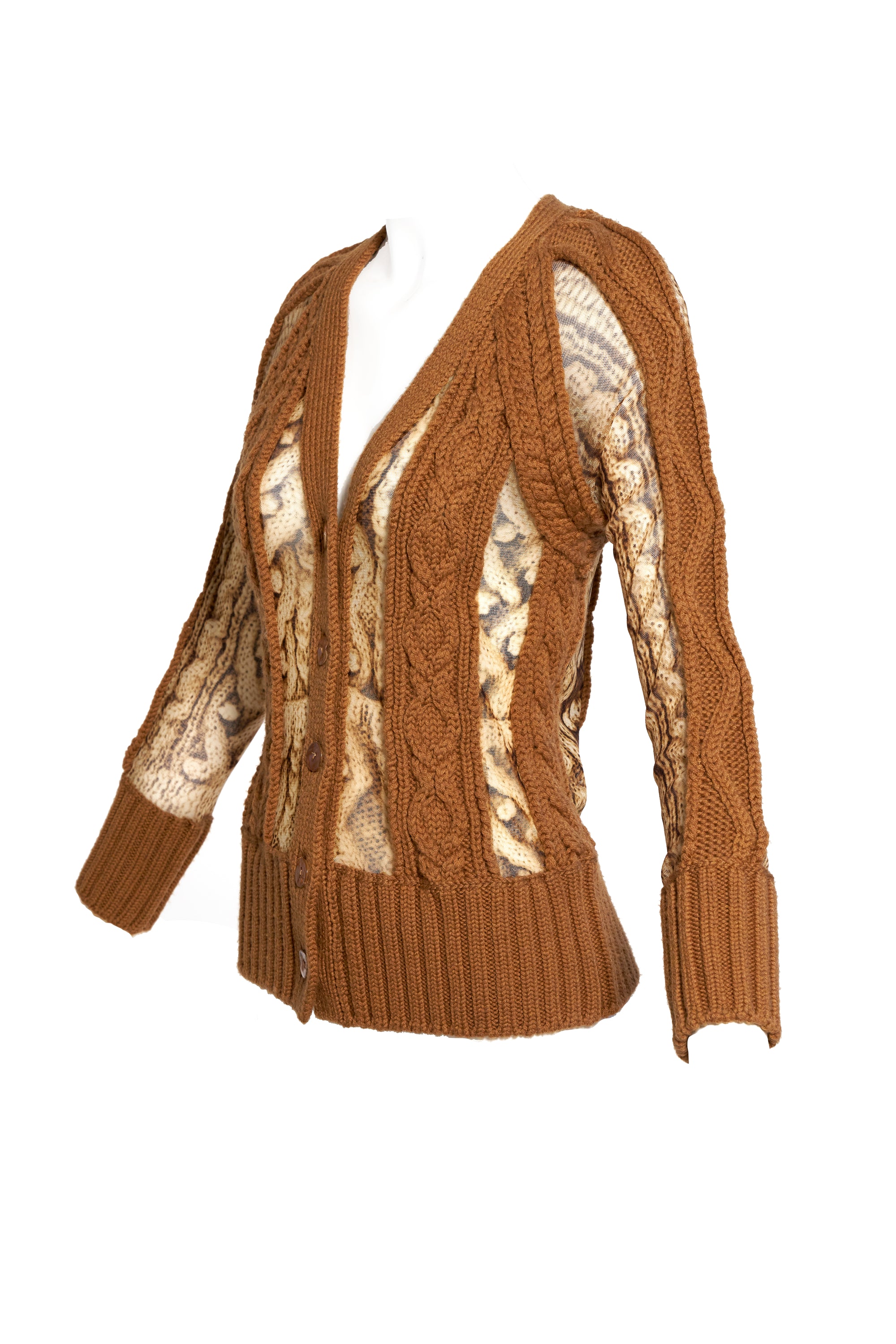 Jean Paul Gaultier Vintage Fuzzi Trompe l'oeil Cable Knit Cardigan