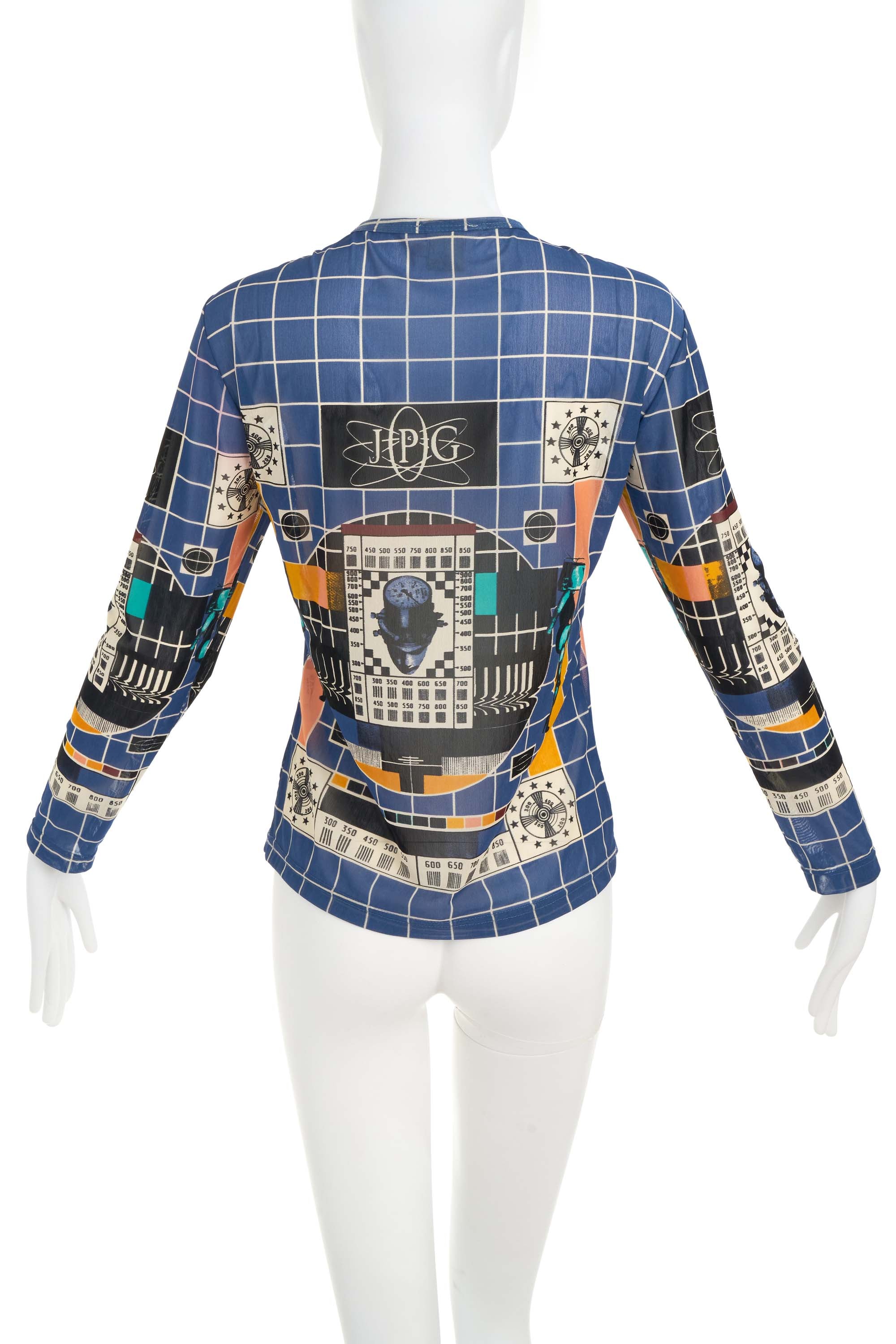 Jean Paul Gaultier JPG Paris Cyber Print Mesh Shirt Size M