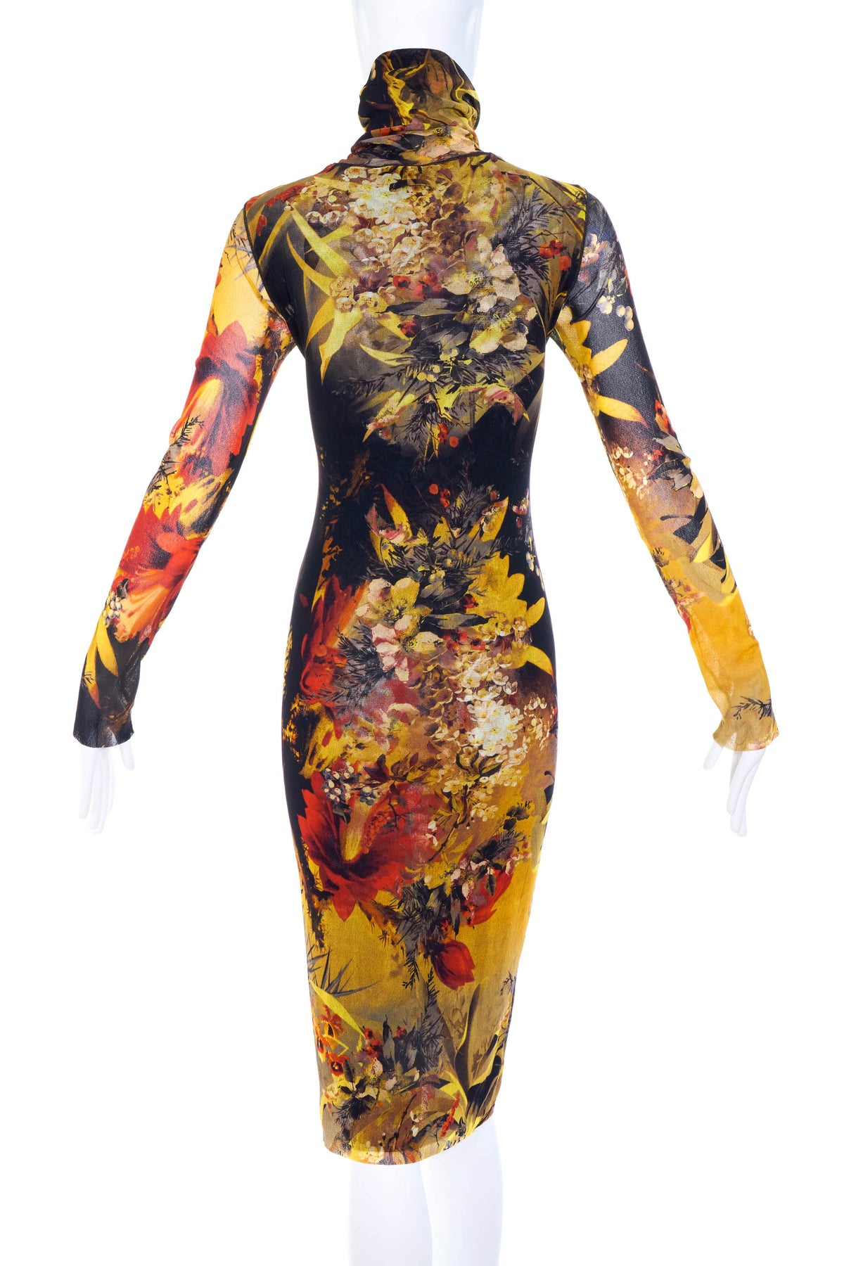 Jean Paul Gaultier Soleil Black Fall Leaves Fuzzi Dress Size Large