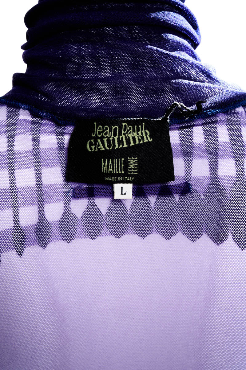 Jean Paul Gaultier Femme Purple Marlene Dietrich Fuzzi Knit Turtleneck Top Size L
