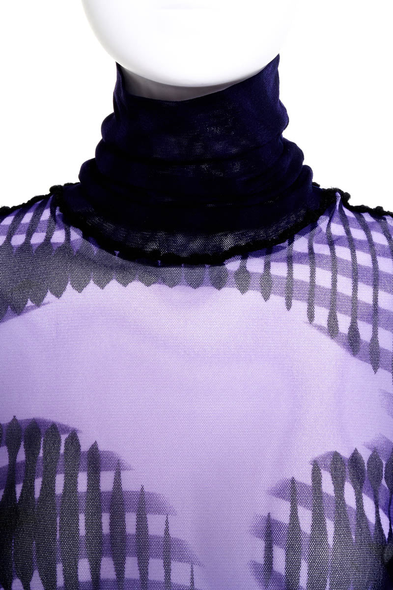 Jean Paul Gaultier Femme Purple Marlene Dietrich Fuzzi Knit Turtleneck Top Size L