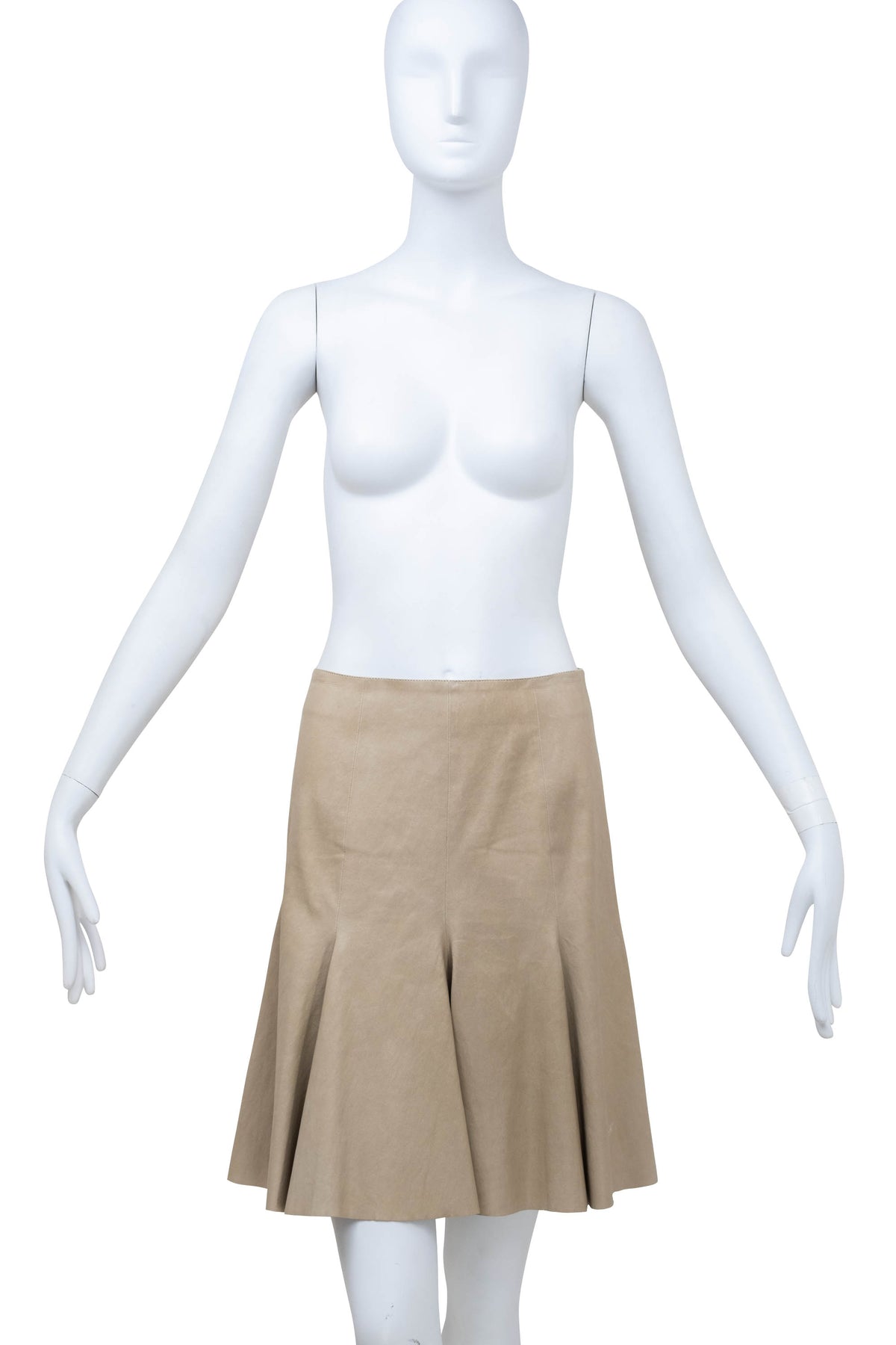 Jitrois Beige Leather Fluted Gored Skirt Size 36