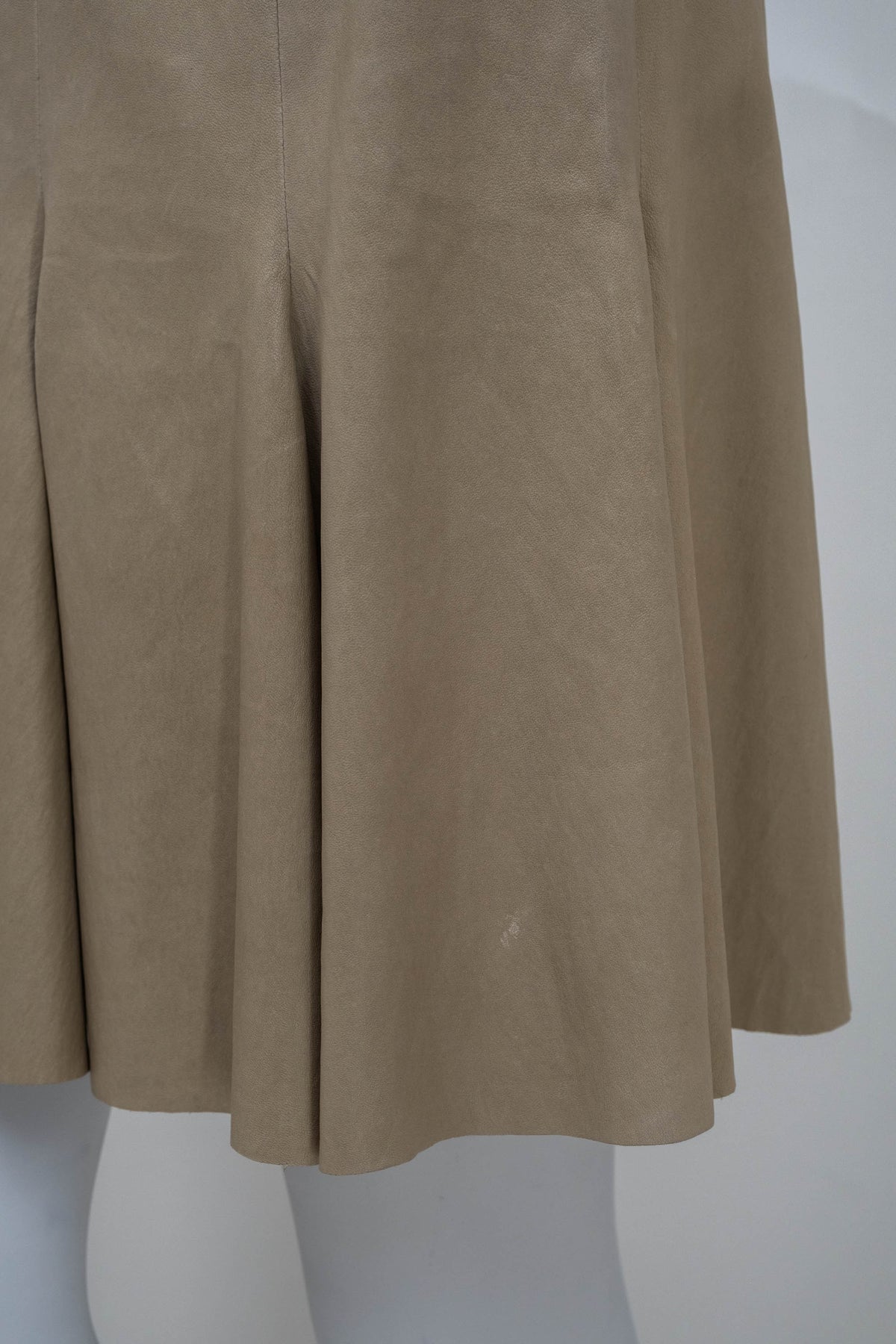 Jitrois Beige Leather Fluted Gored Skirt Size 36